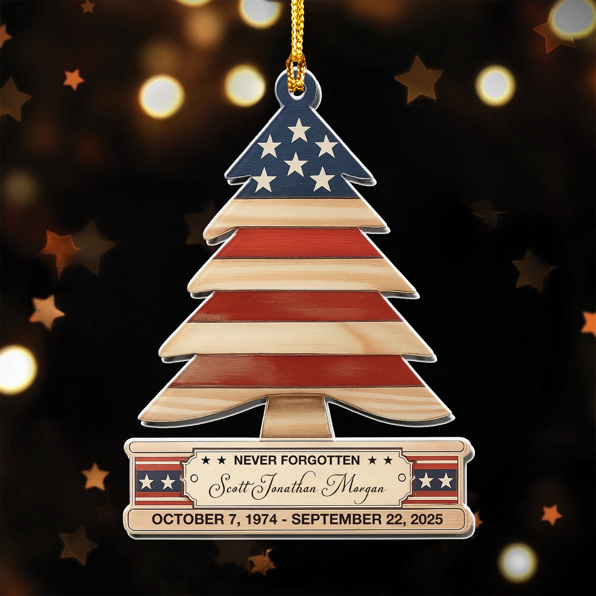 Folded Flag Personalized Acrylic Ornament