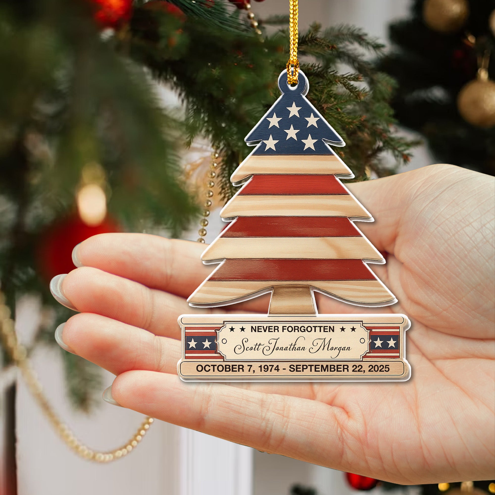 Folded Flag Personalized Acrylic Ornament