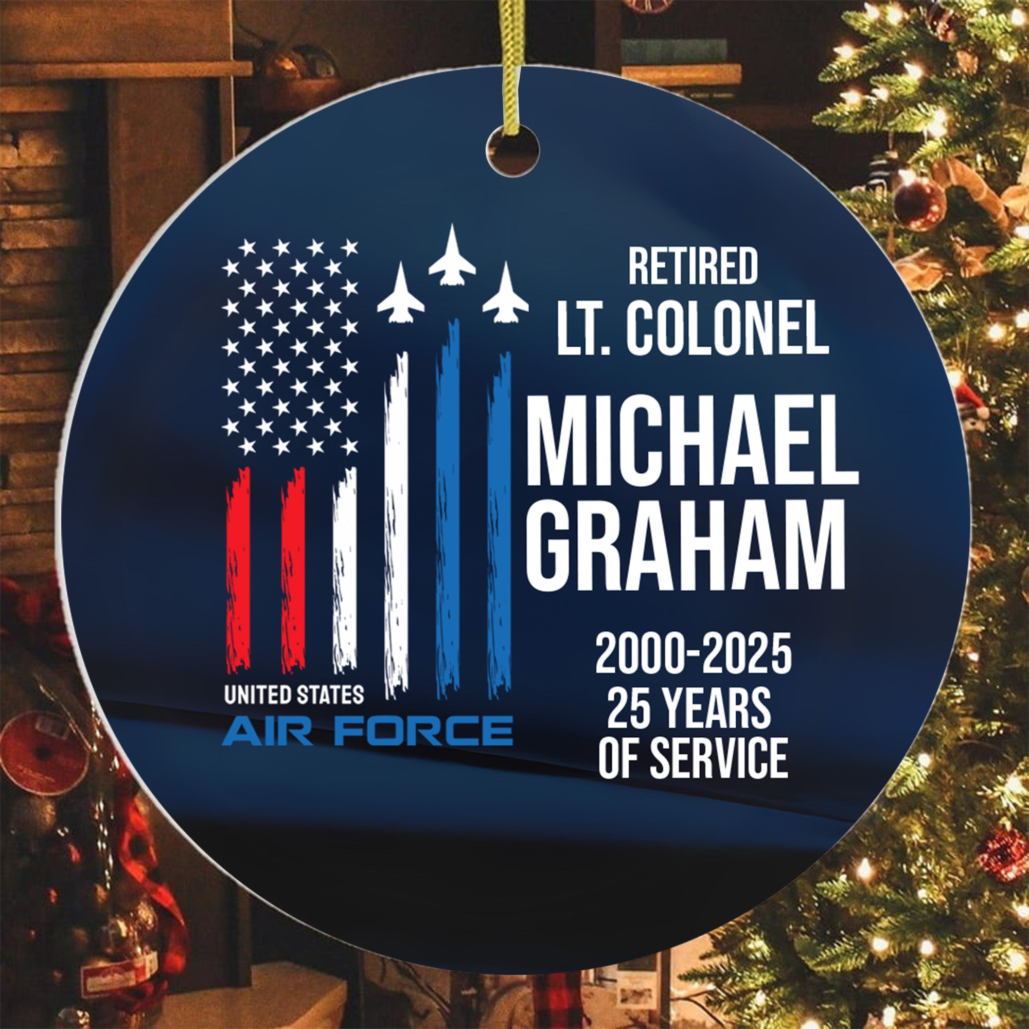 Retired Air Force Veteran Personalized Ornament