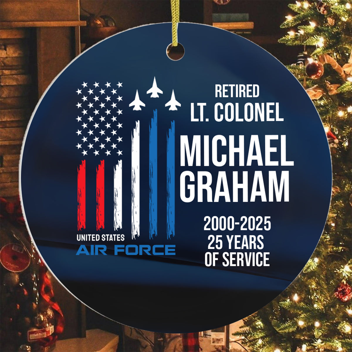 Retired Air Force Veteran Personalized Ornament Main image