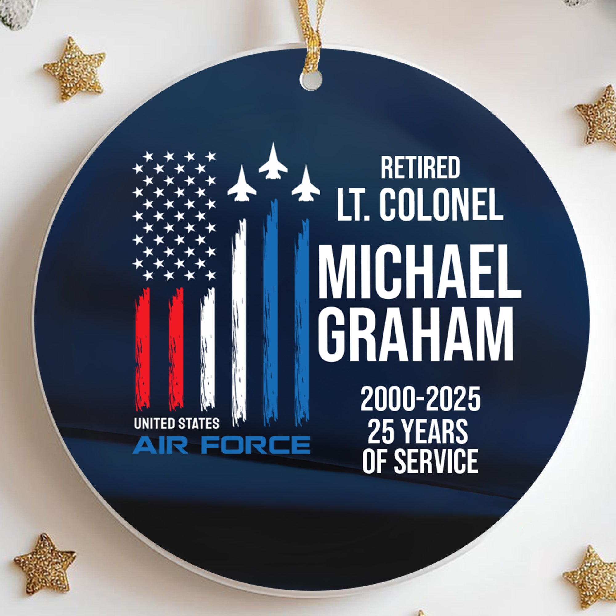 Retired Air Force Veteran Personalized Ornament Secondary image