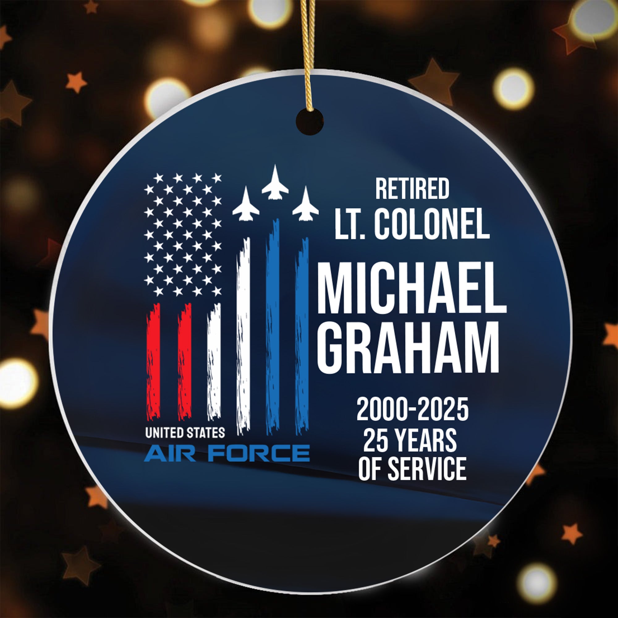 Retired Air Force Veteran Personalized Ornament
