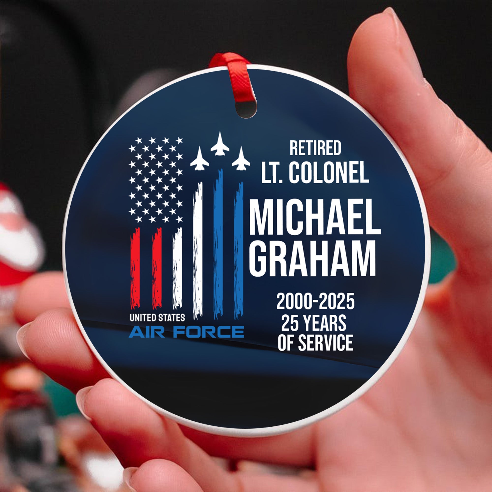 Retired Air Force Veteran Personalized Ornament