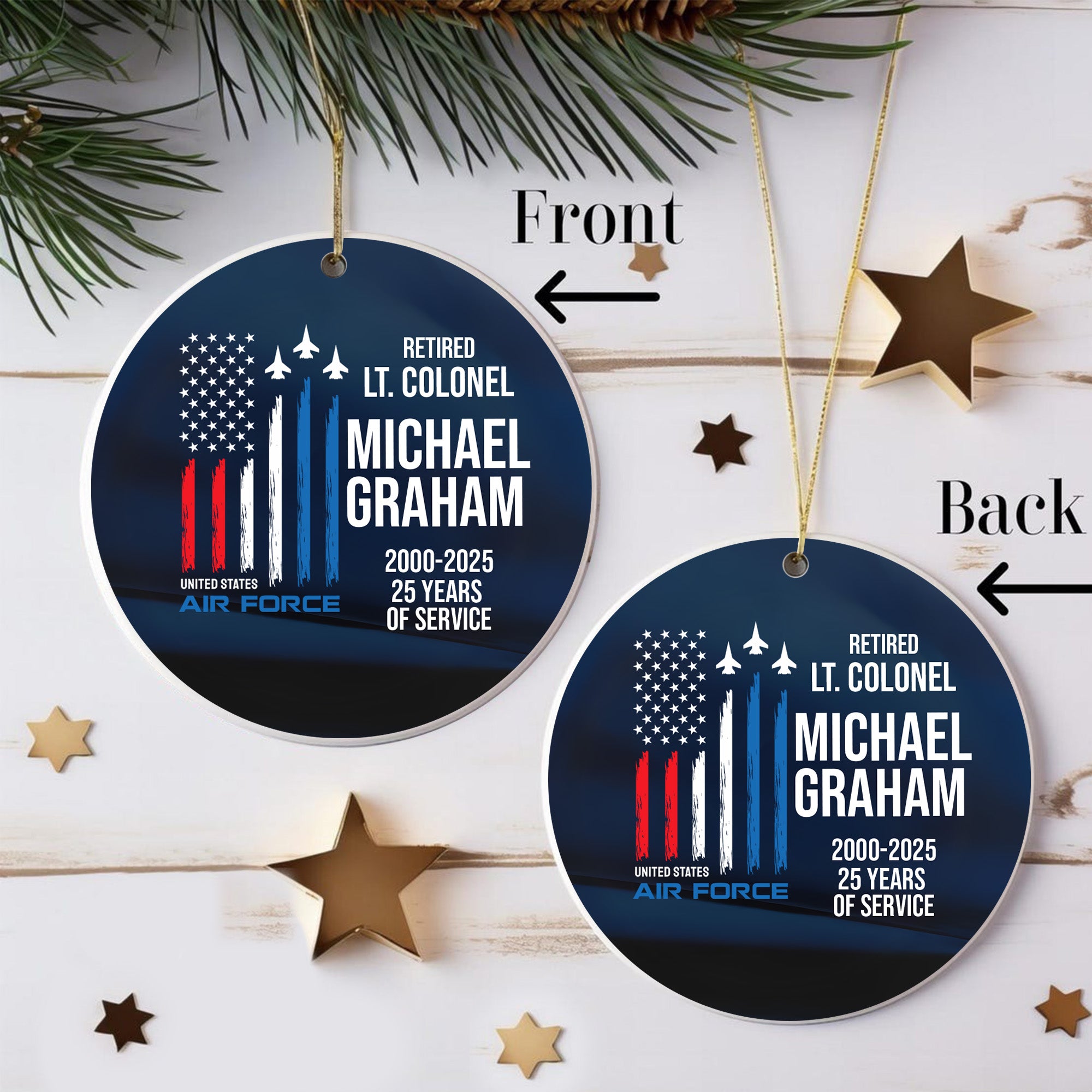 Retired Air Force Veteran Personalized Ornament