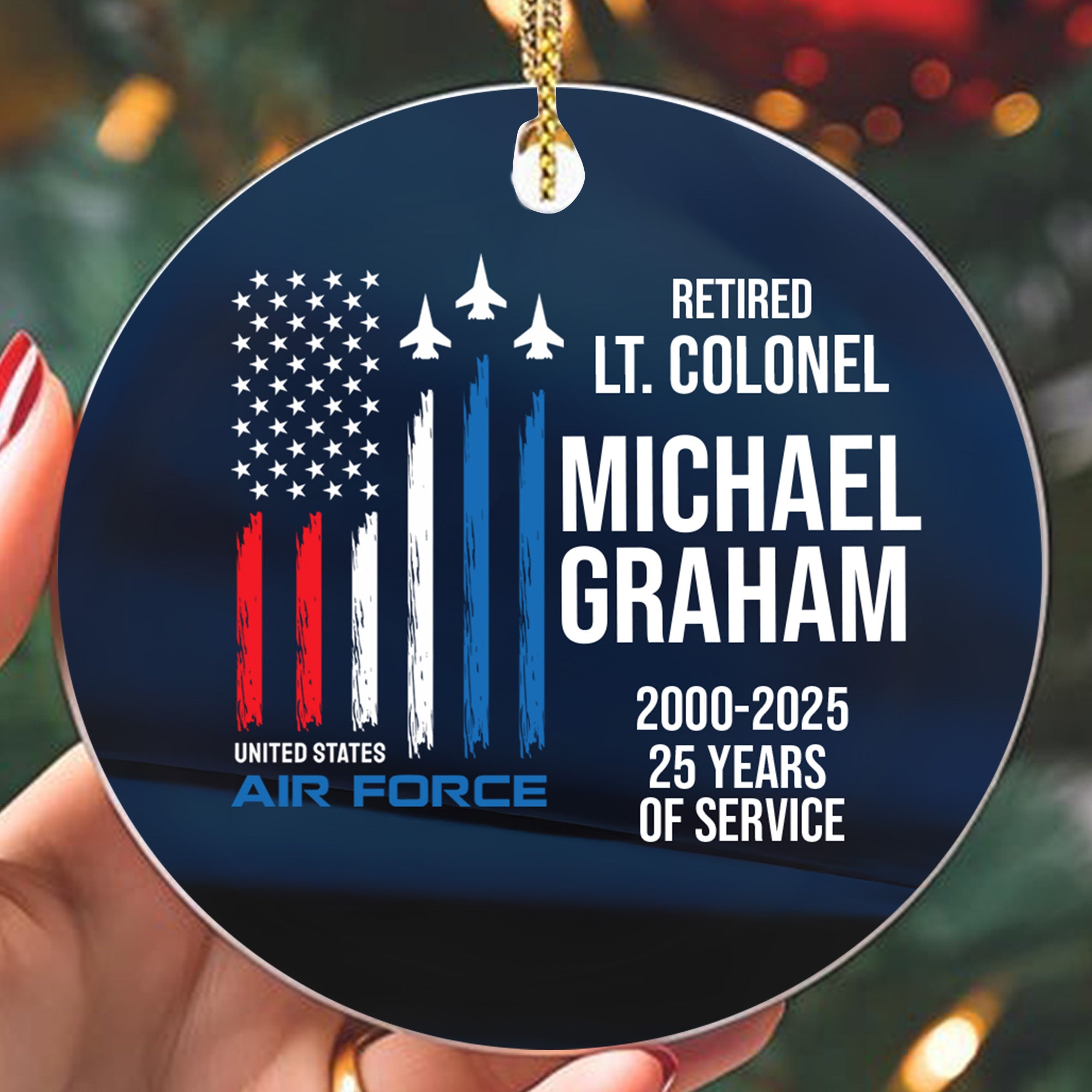 Retired Air Force Veteran Personalized Ornament