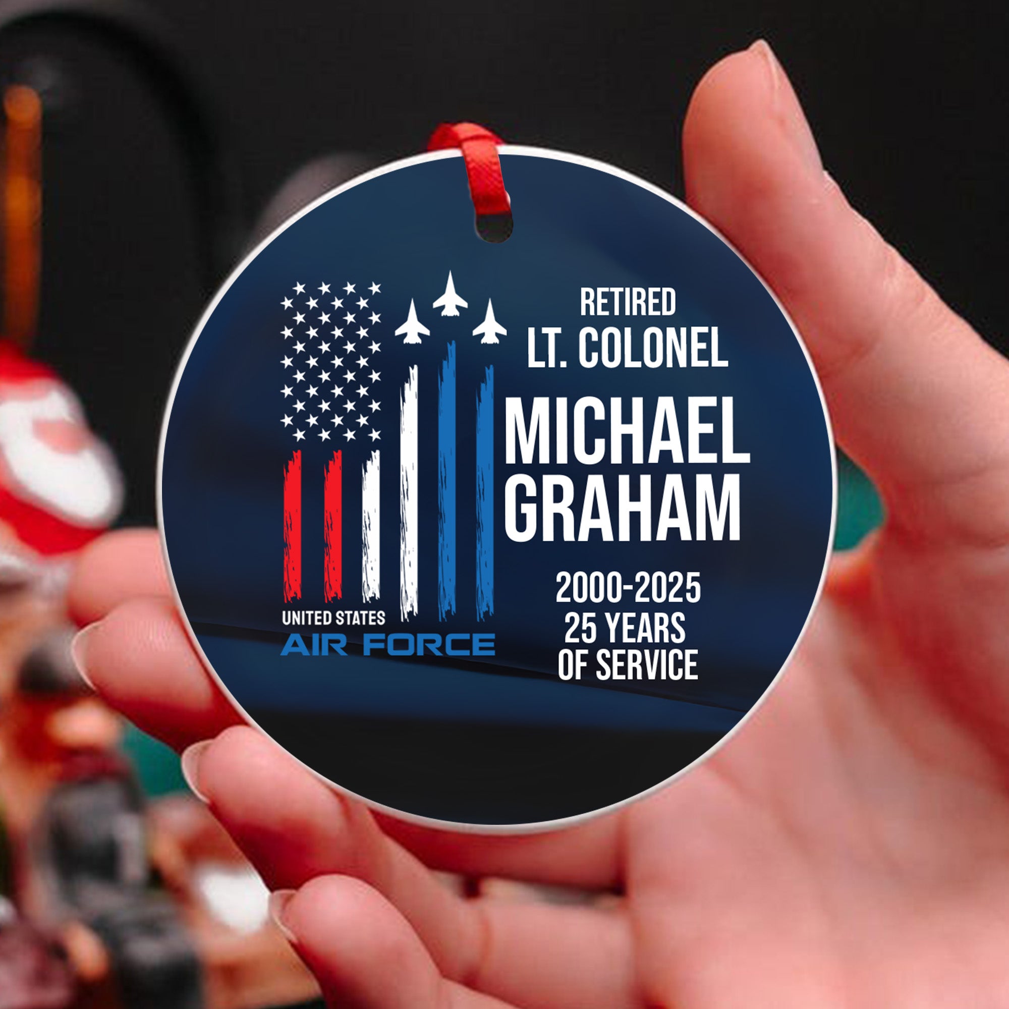 Retired Air Force Veteran Personalized Ornament