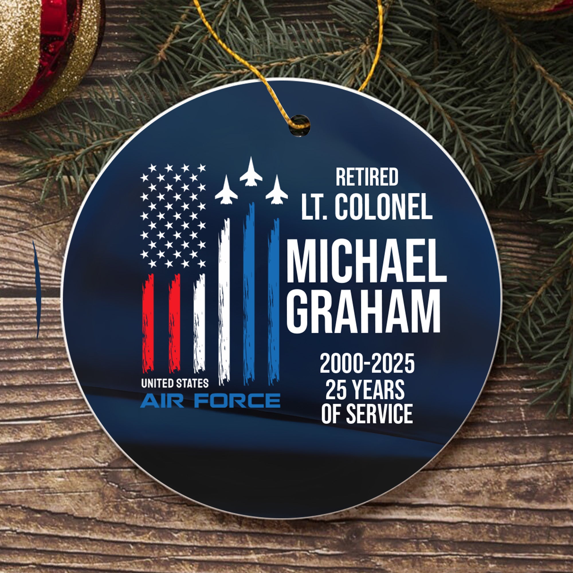 Retired Air Force Veteran Personalized Ornament