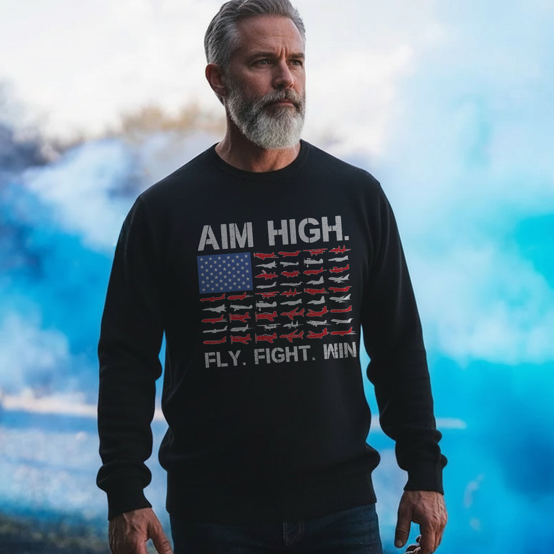 Aim High Fly Fight Win Airplane Sweatshirt
