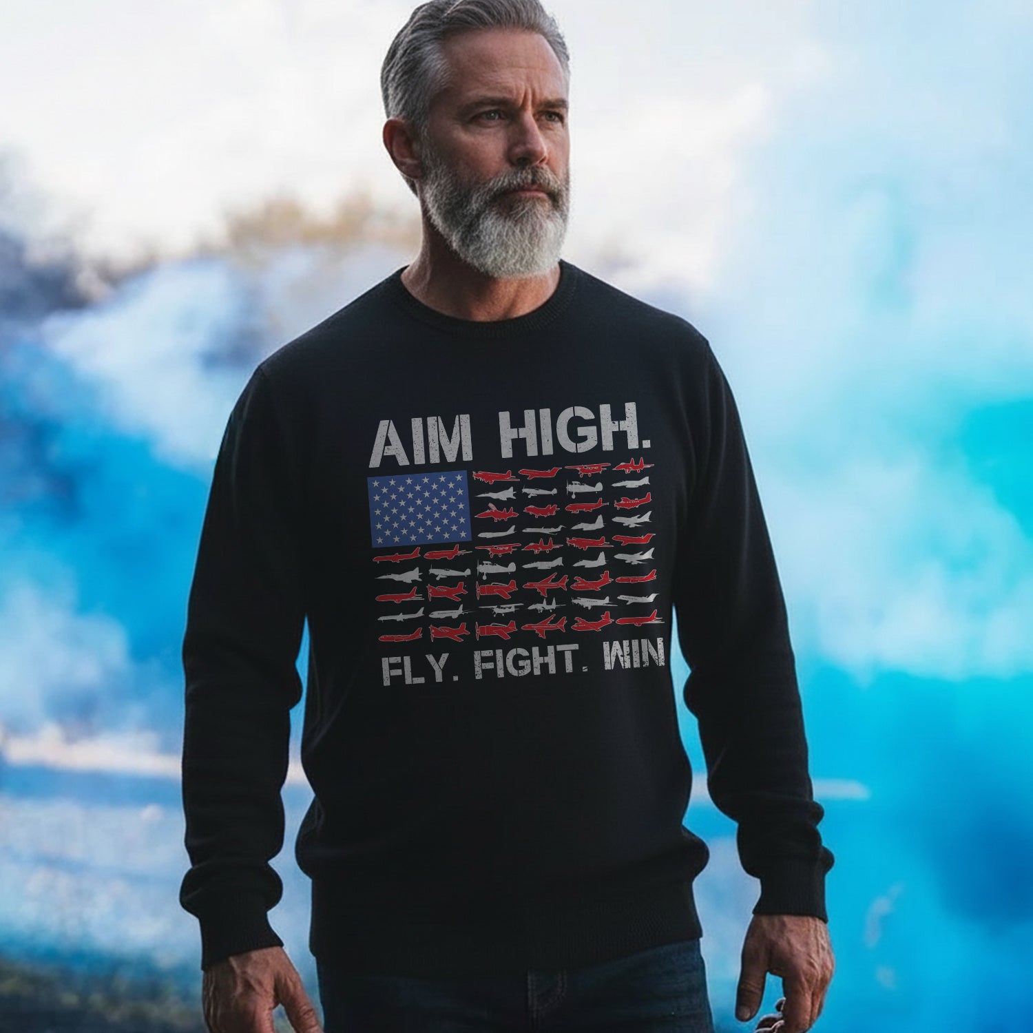 Aim High Fly Fight Win Airplane Sweatshirt