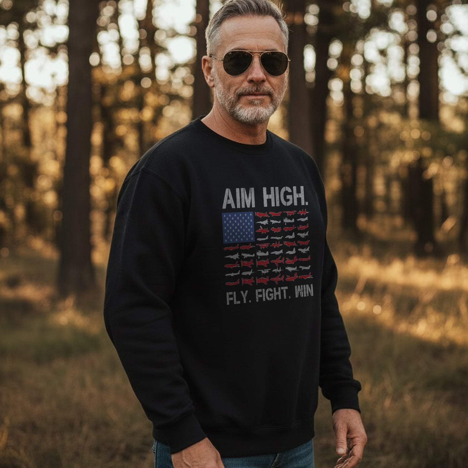 Aim High Fly Fight Win Airplane Sweatshirt