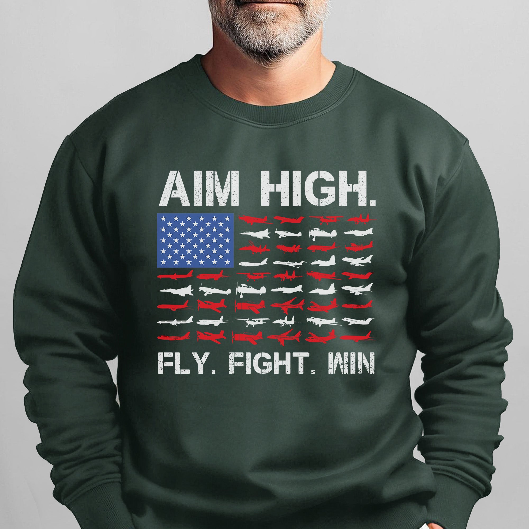 Aim High Fly Fight Win Airplane Sweatshirt