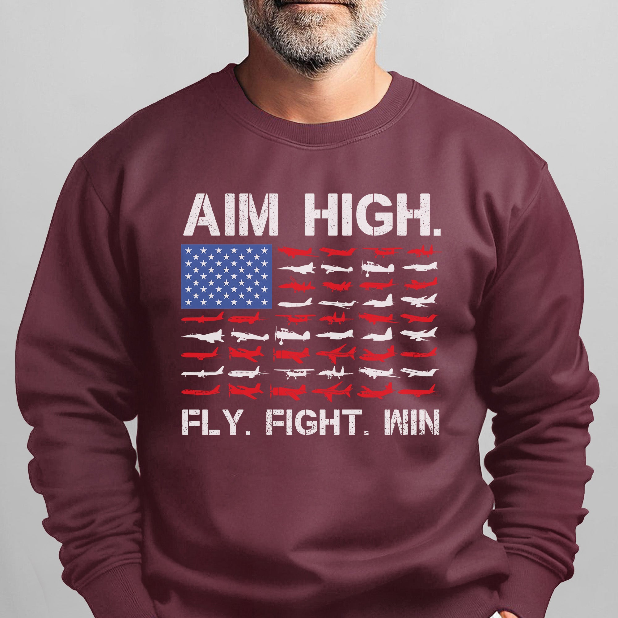 Aim High Fly Fight Win Airplane Sweatshirt