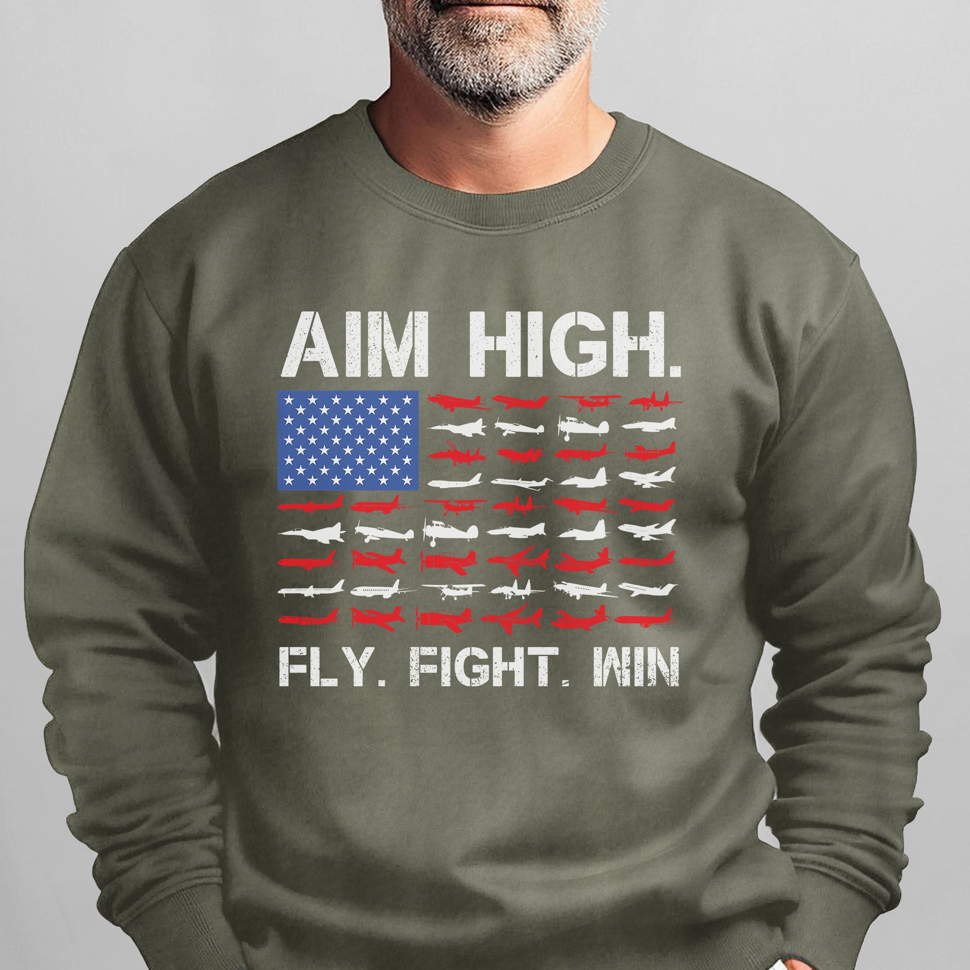 Aim High Fly Fight Win Airplane Sweatshirt