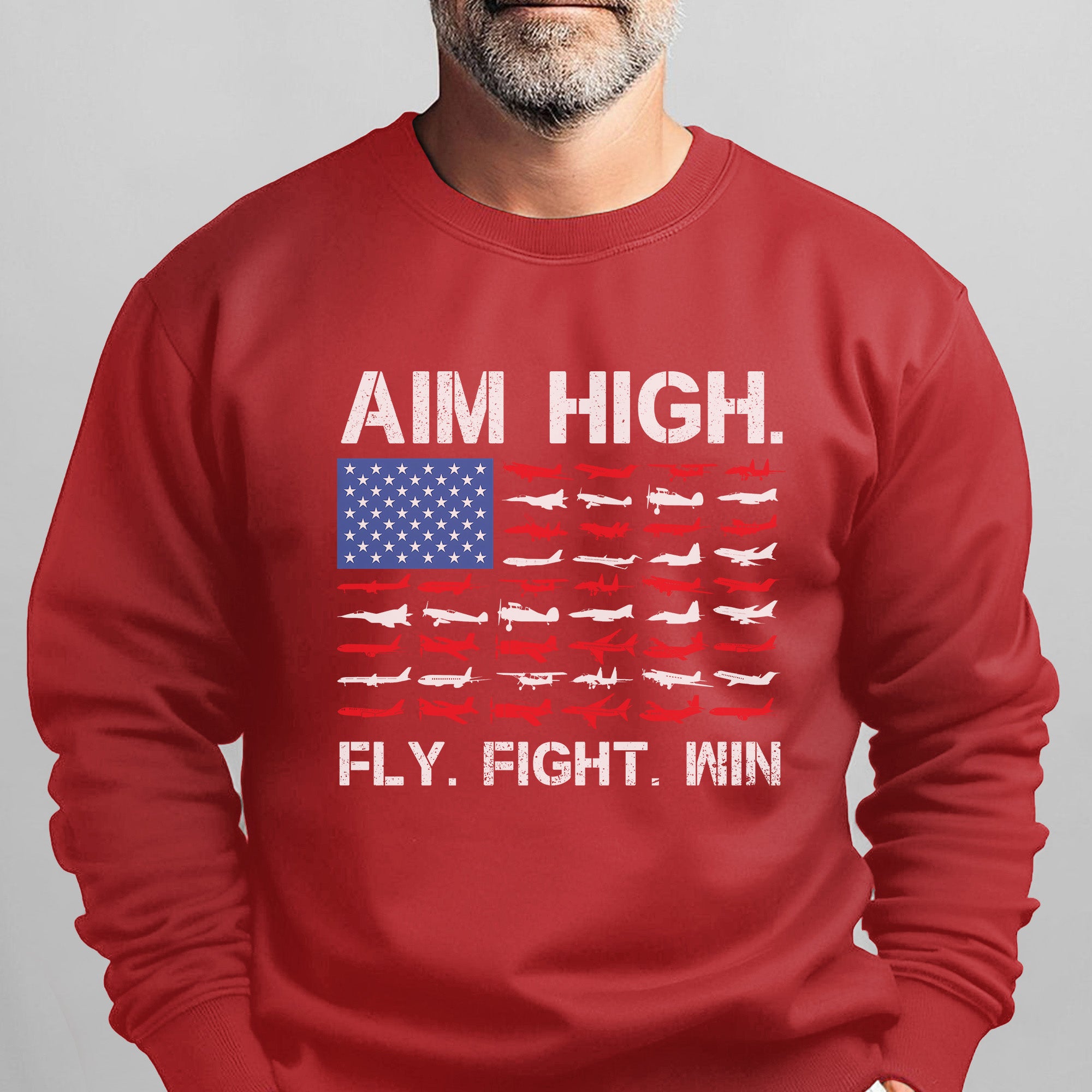 Aim High Fly Fight Win Airplane Sweatshirt