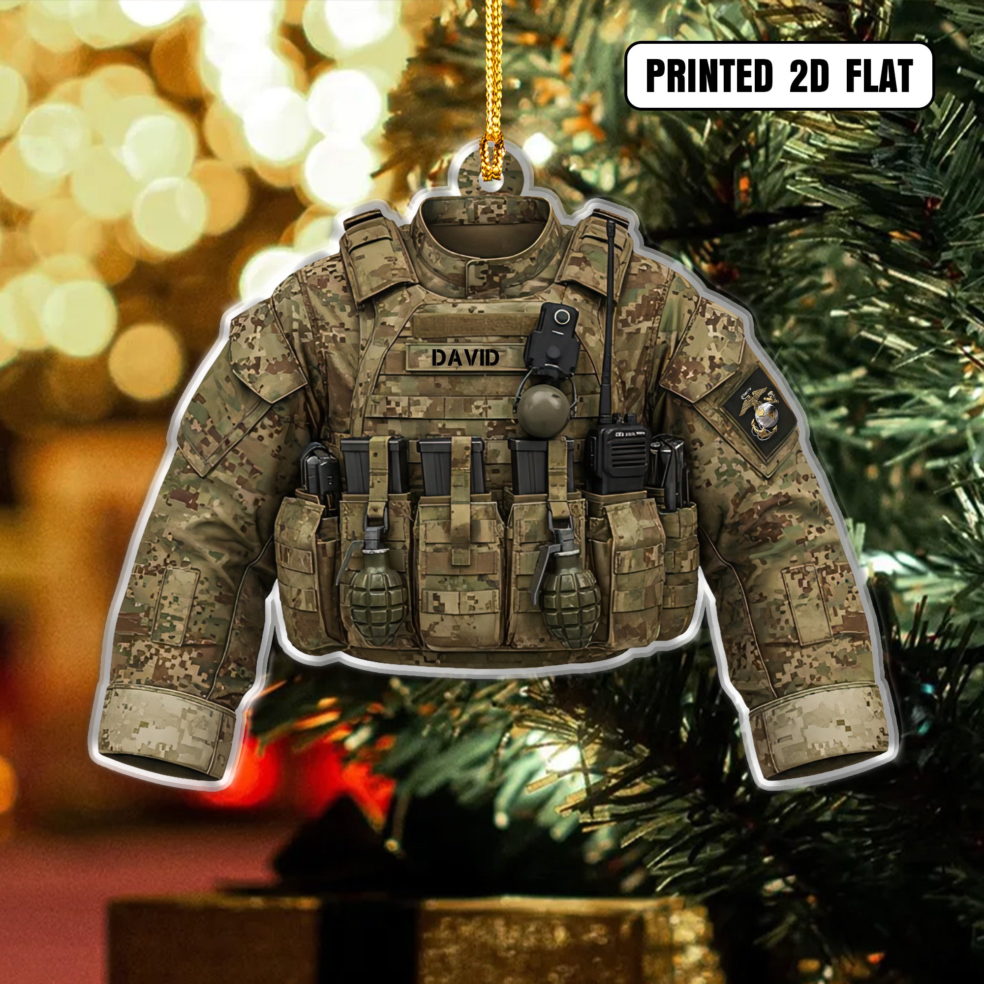 USMC Tactical Vest Personalized Acrylic Ornament
