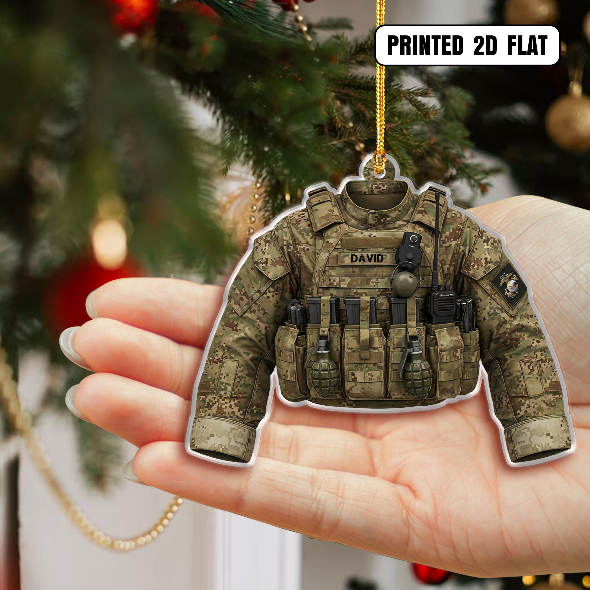 USMC Tactical Vest Personalized Acrylic Ornament