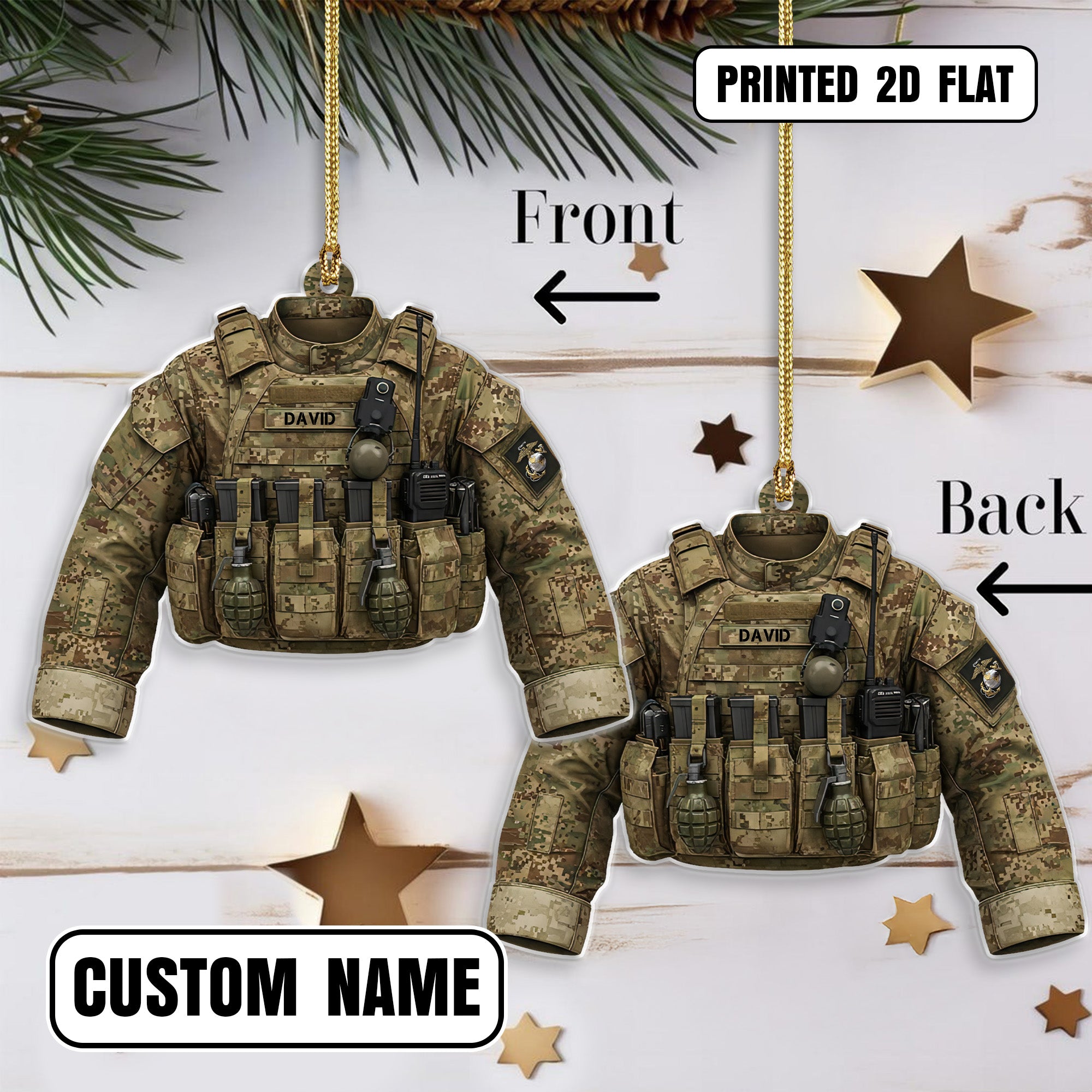 USMC Tactical Vest Personalized Acrylic Ornament