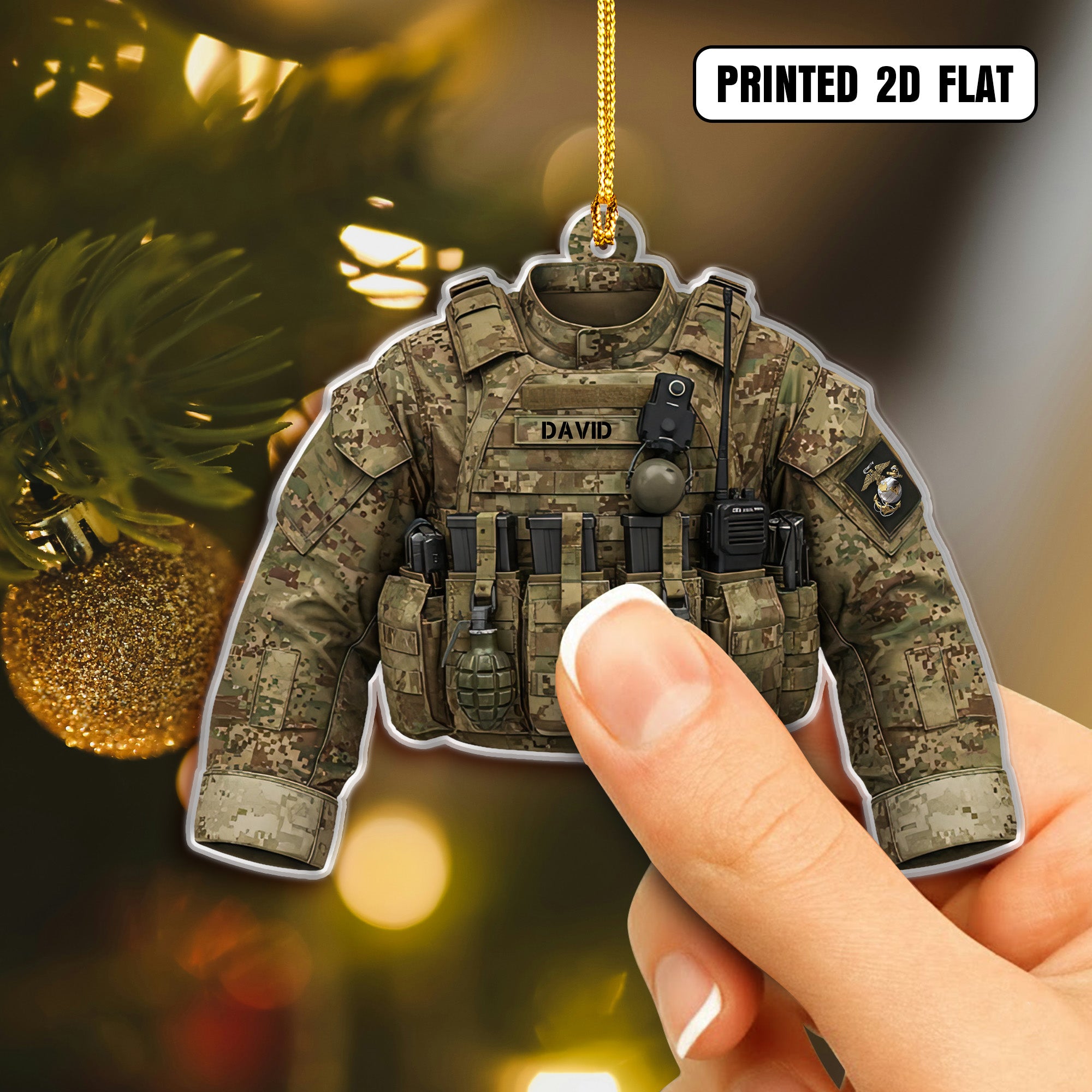 USMC Tactical Vest Personalized Acrylic Ornament