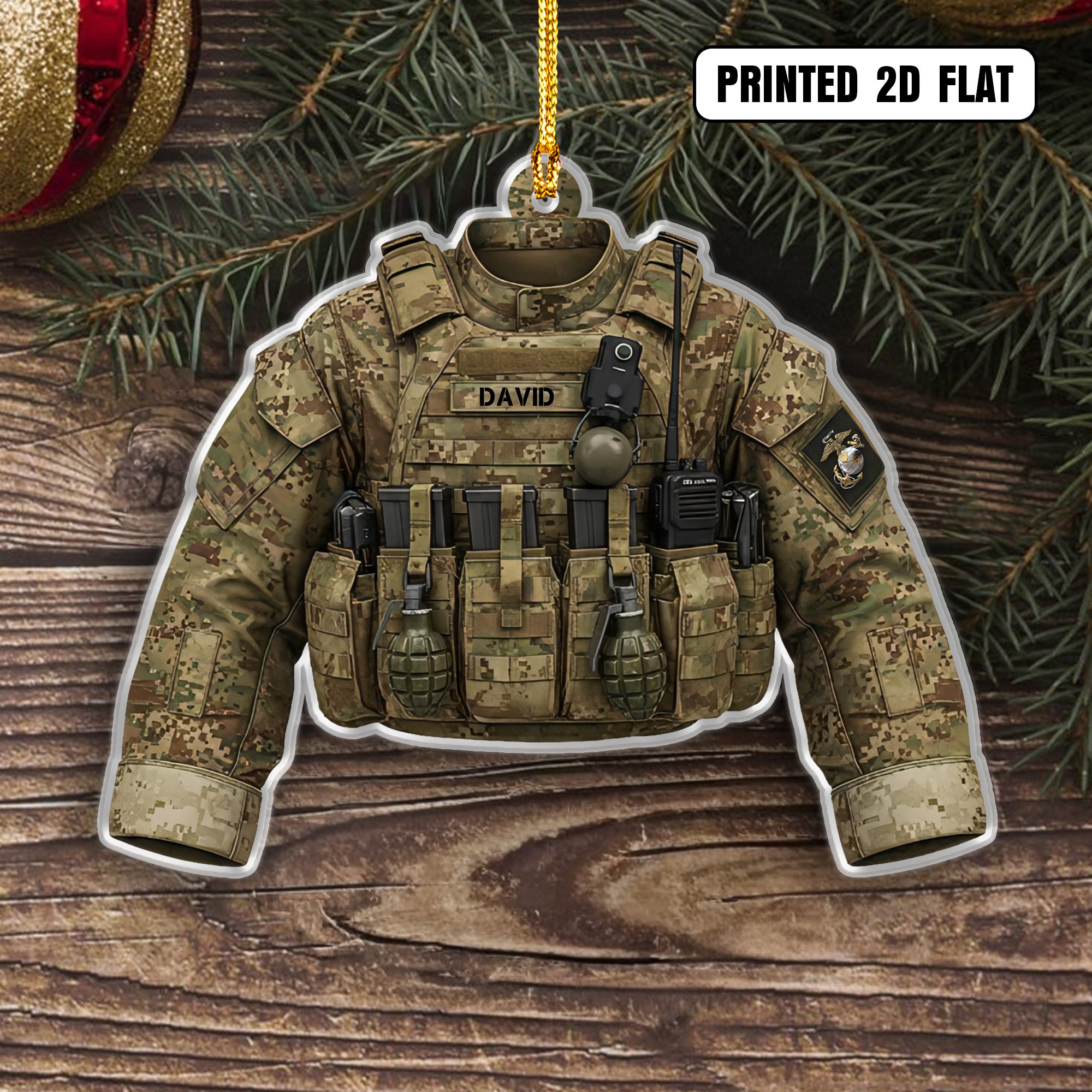 USMC Tactical Vest Personalized Acrylic Ornament