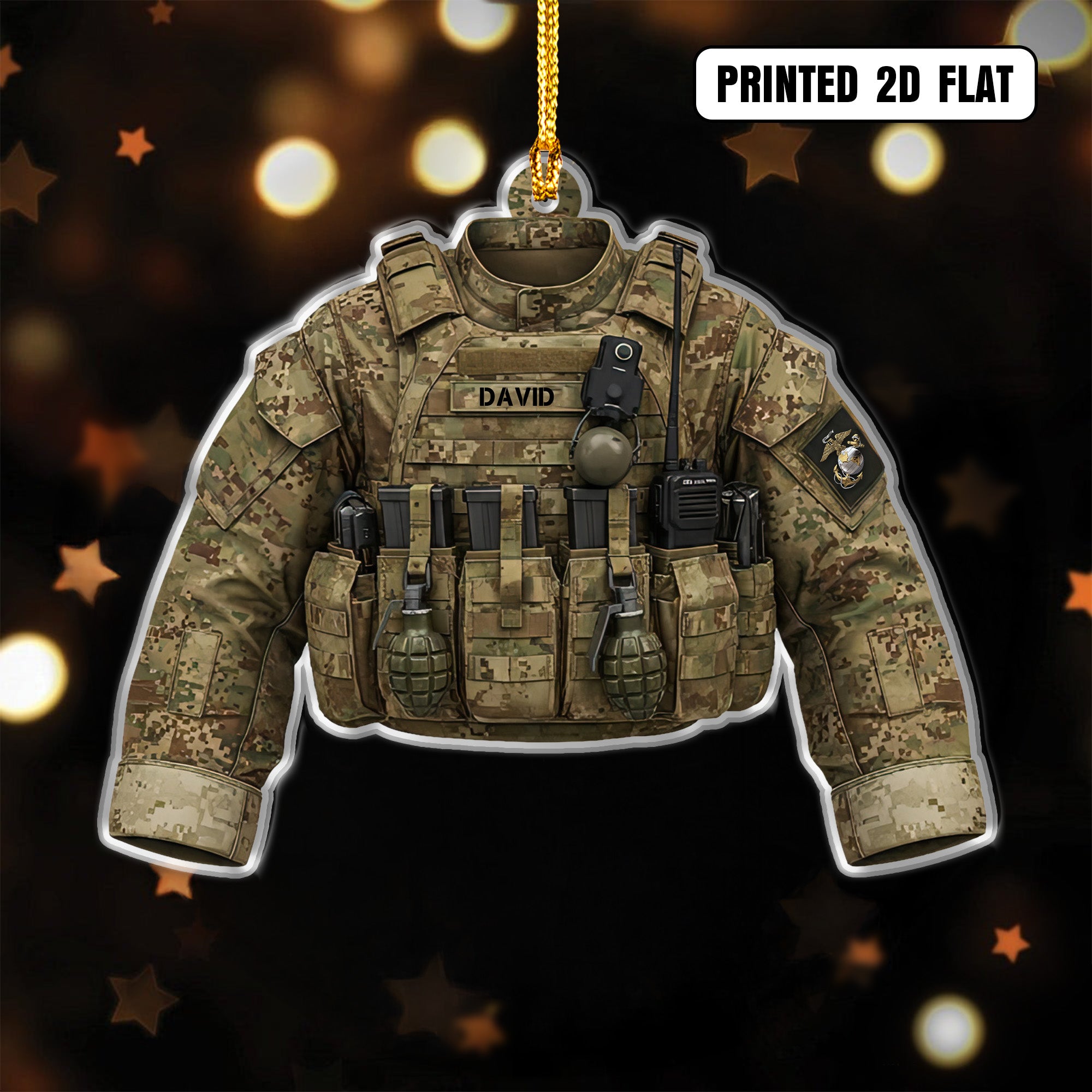USMC Tactical Vest Personalized Acrylic Ornament