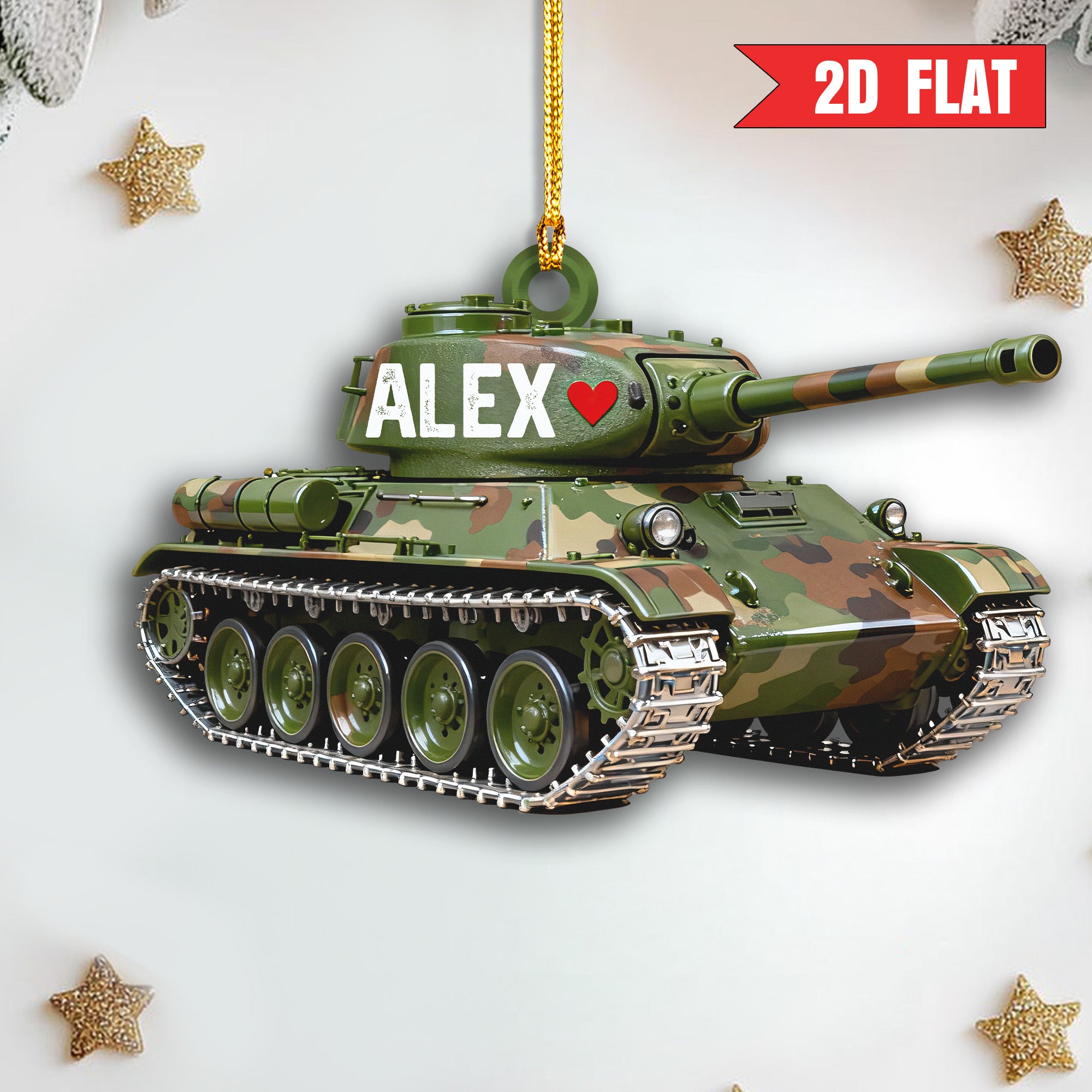 US Army Veteran Tank Personalized Acrylic Ornament Secondary image