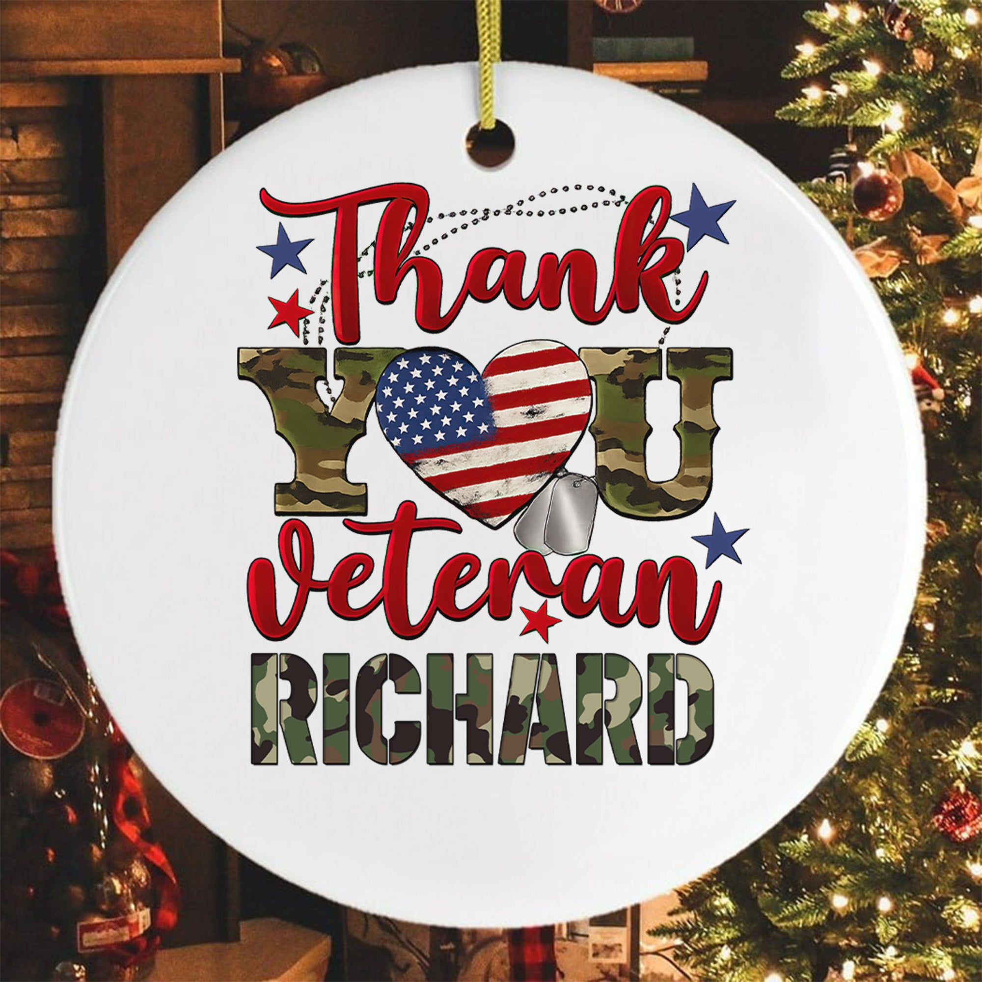 Thank You Veteran Personalized Ornament