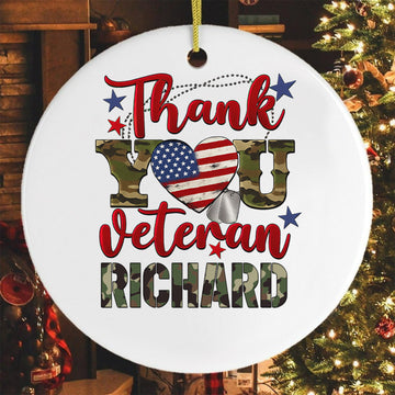 Thank You Veteran Personalized Ornament