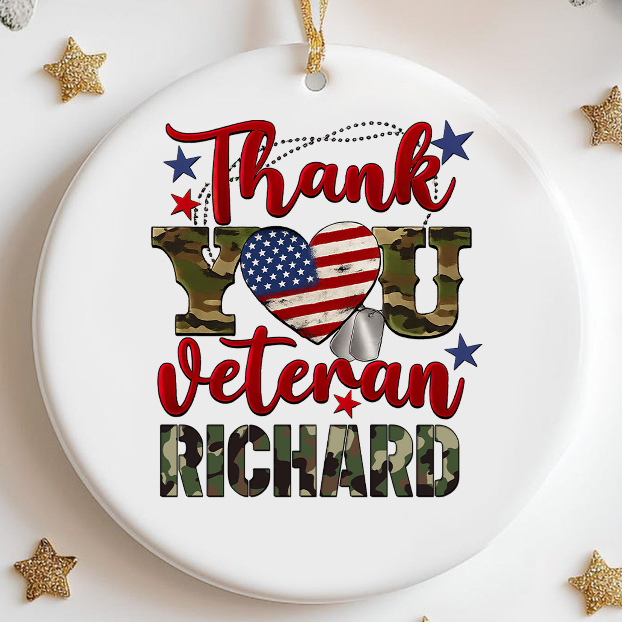 Thank You Veteran Personalized Ornament