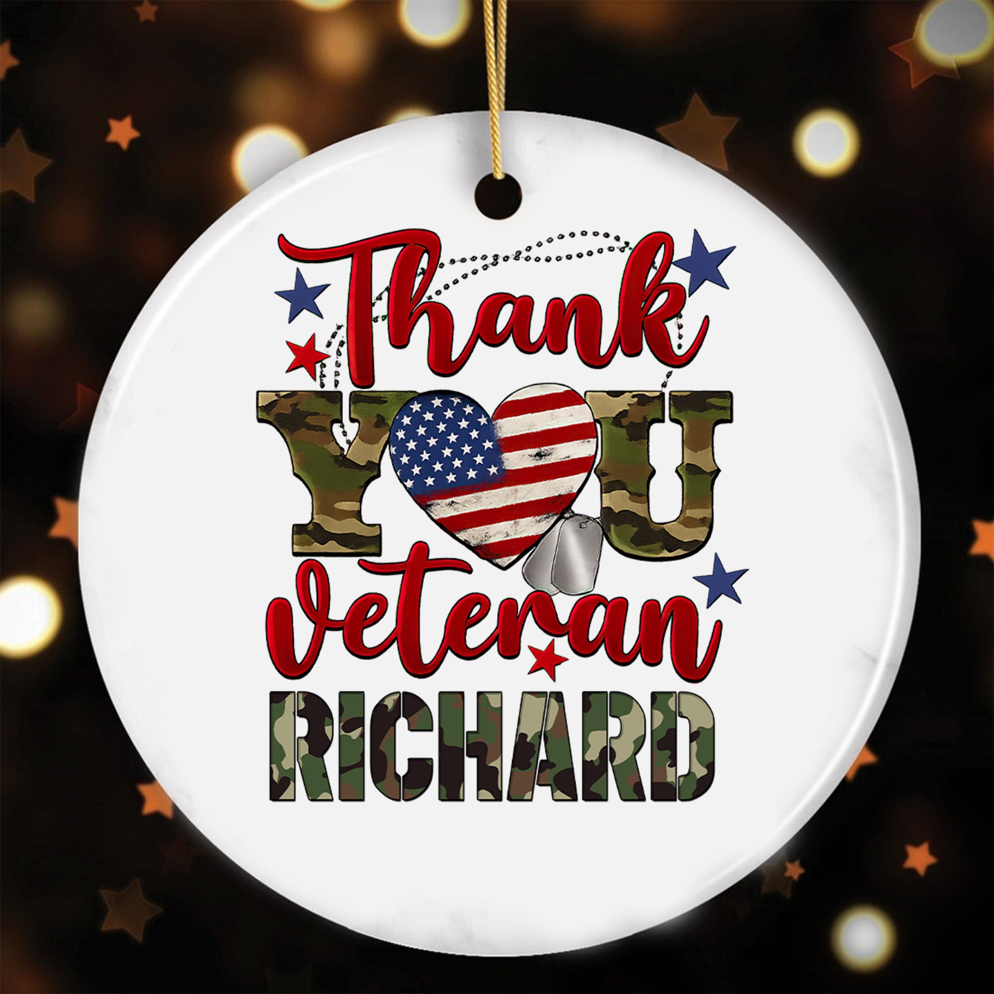 Thank You Veteran Personalized Ornament