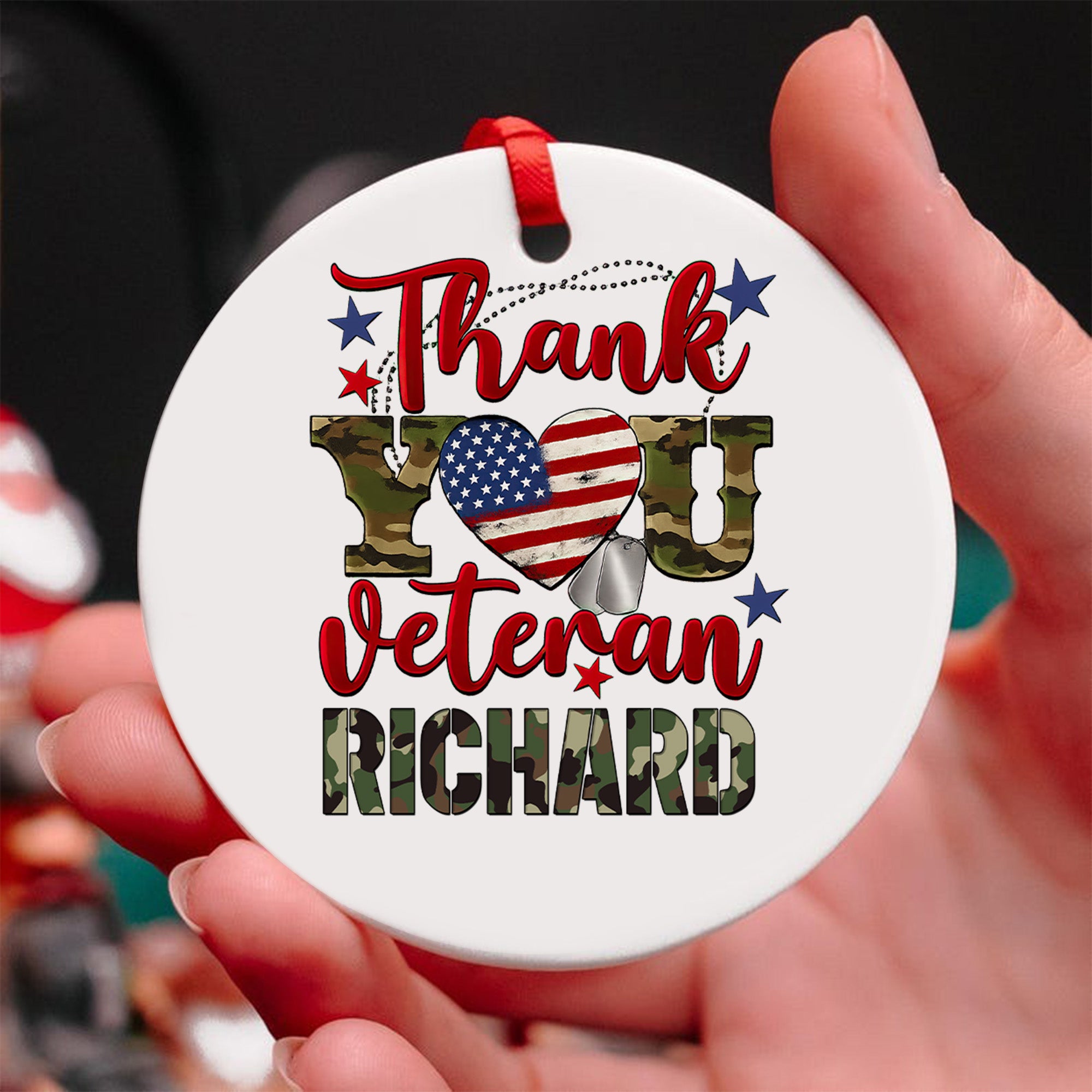 Thank You Veteran Personalized Ornament