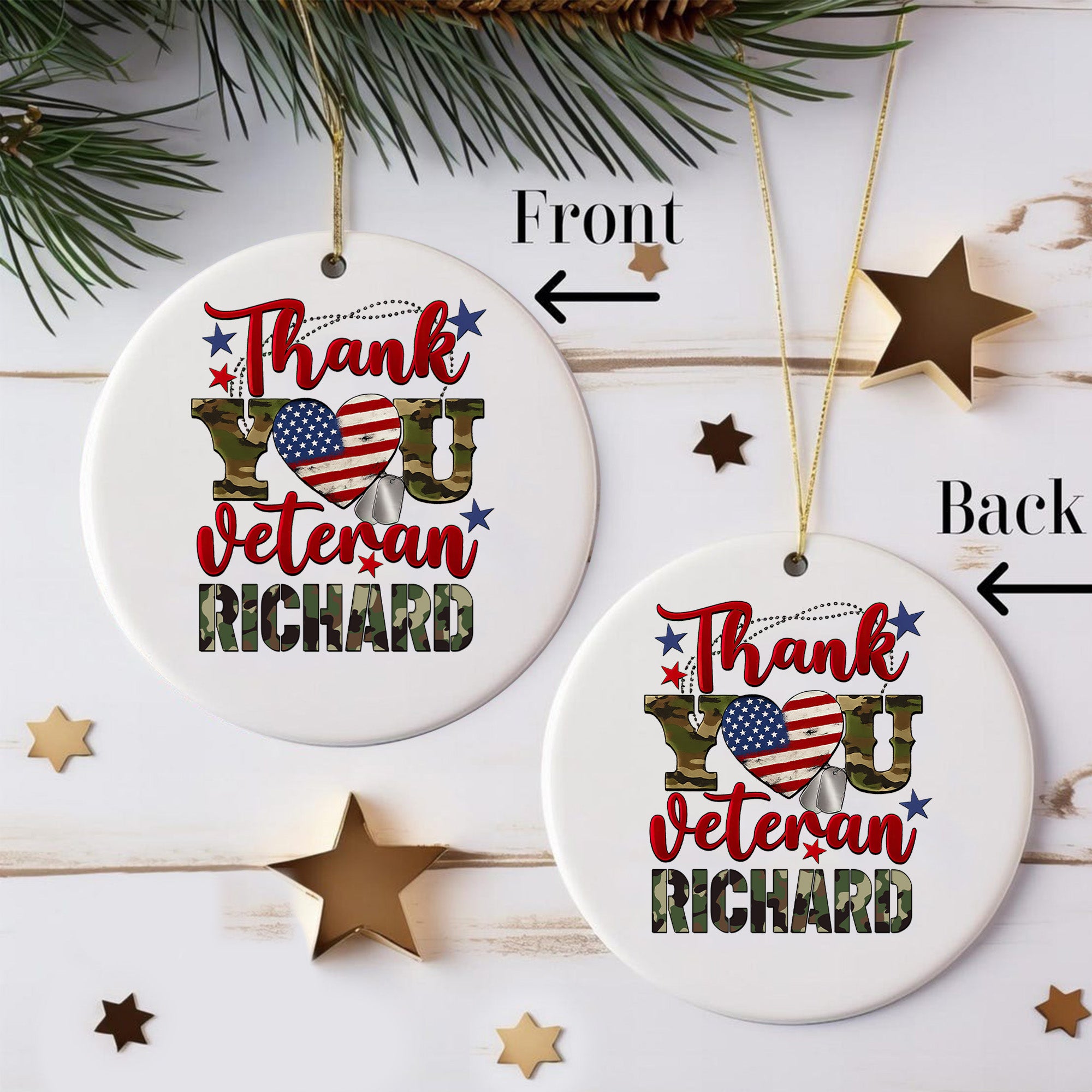 Thank You Veteran Personalized Ornament