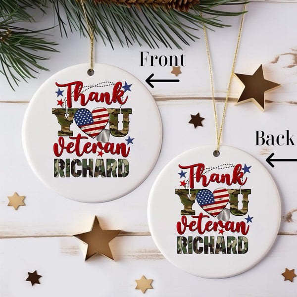 Thank You Veteran Personalized Ornament