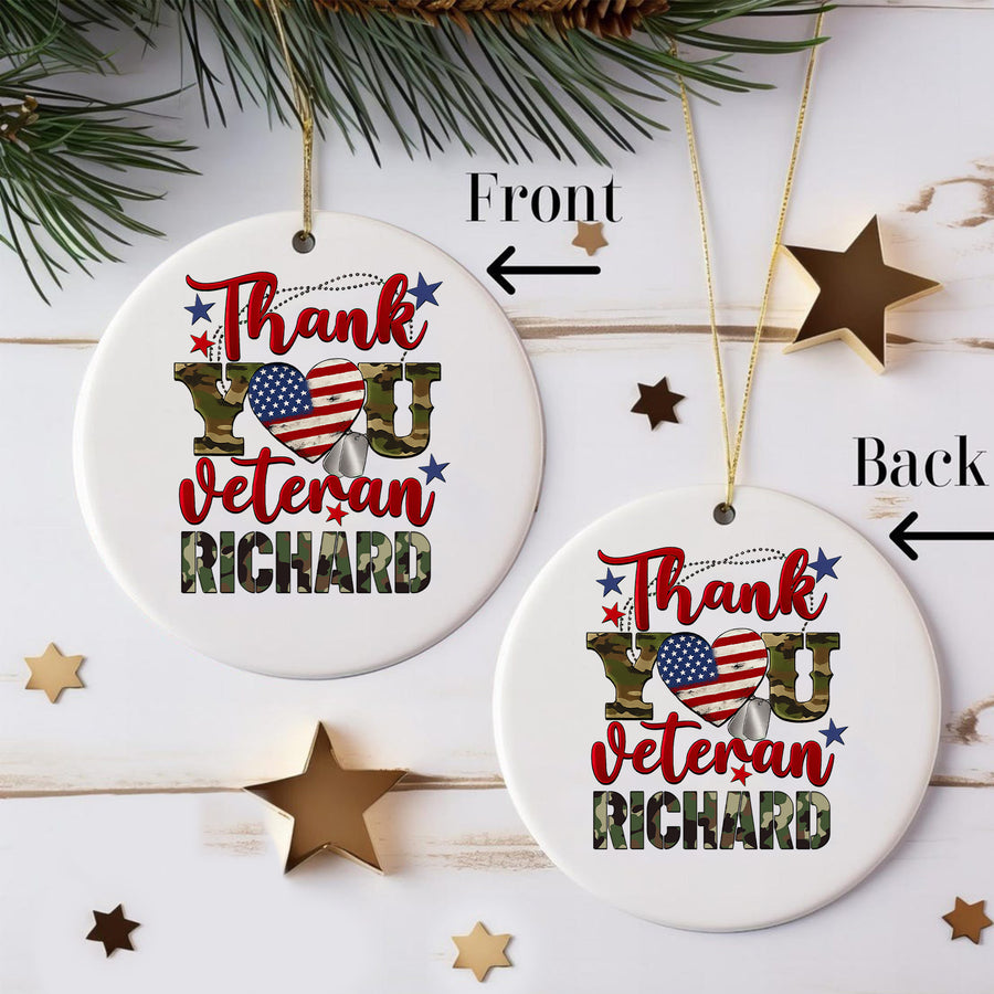 Thank You Veteran Personalized Ornament