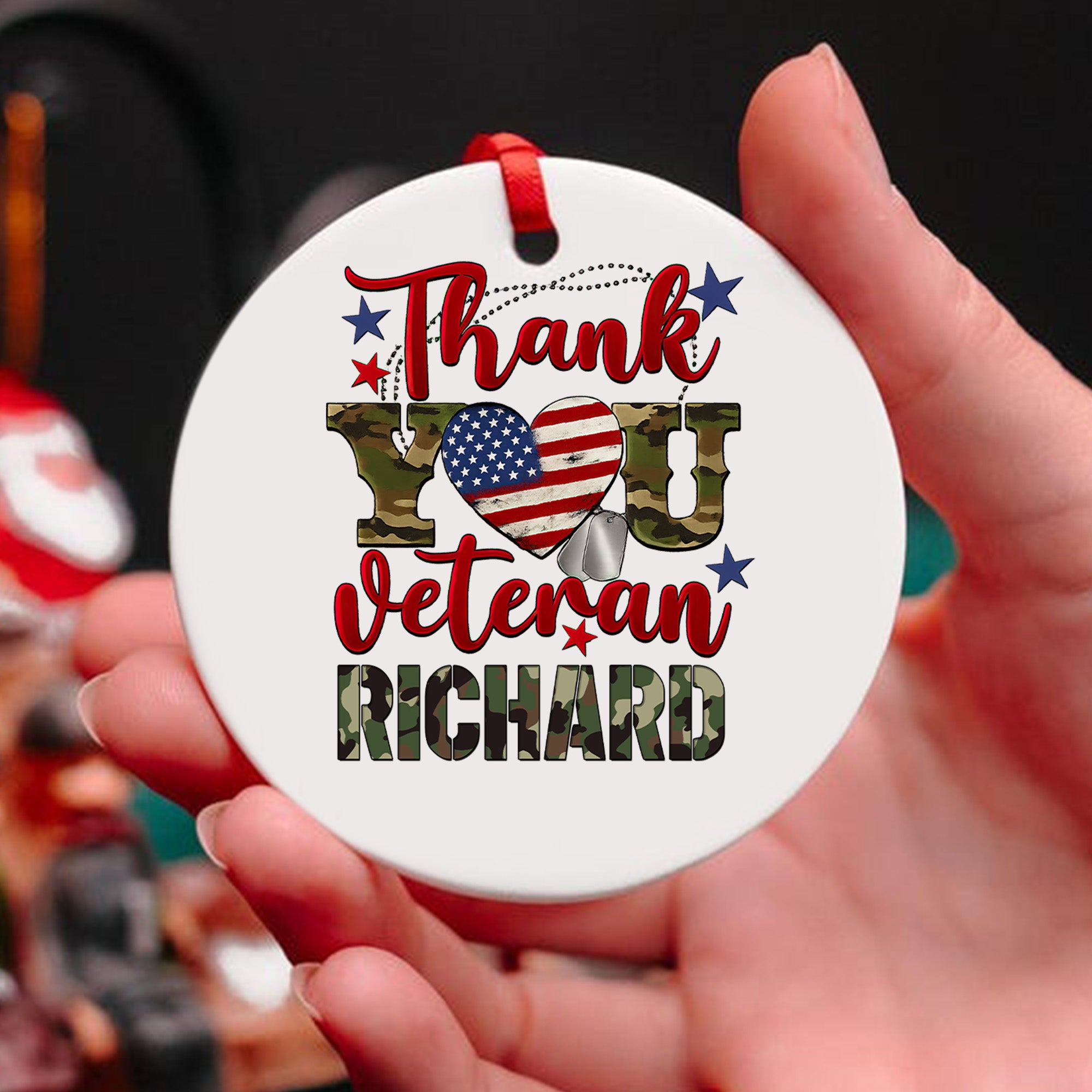 Thank You Veteran Personalized Ornament