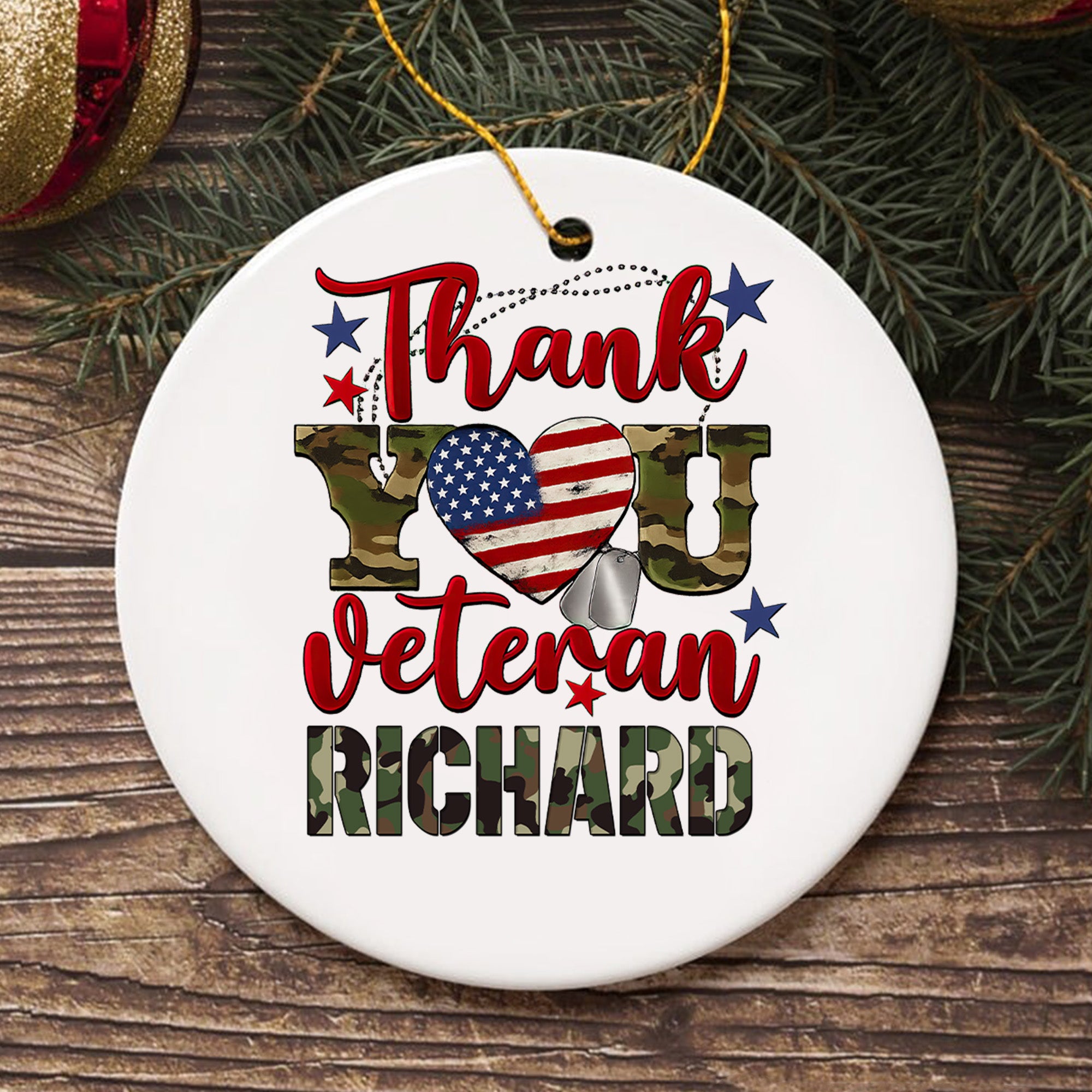 Thank You Veteran Personalized Ornament