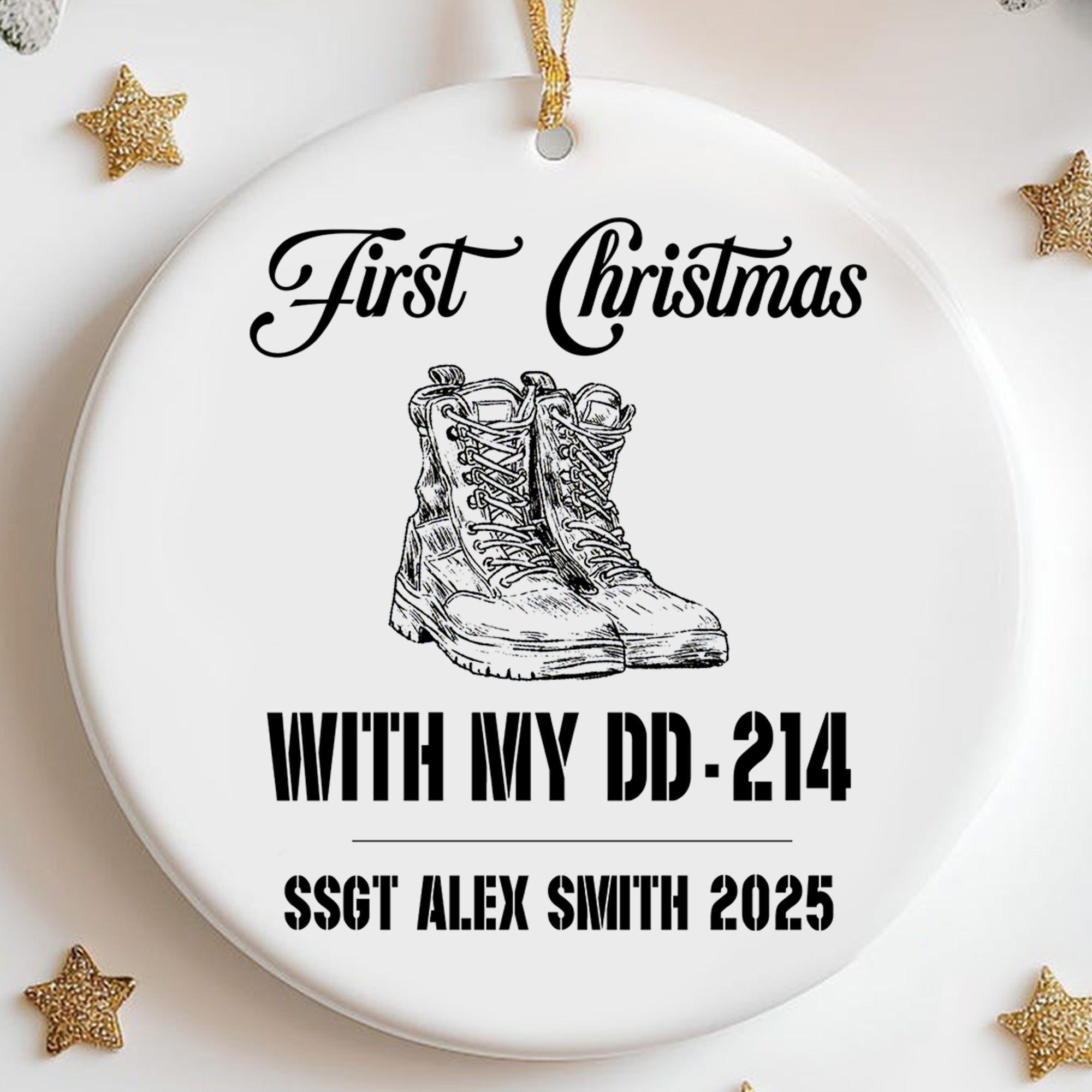 First Christmas With My DD-214 Personalized Ornament