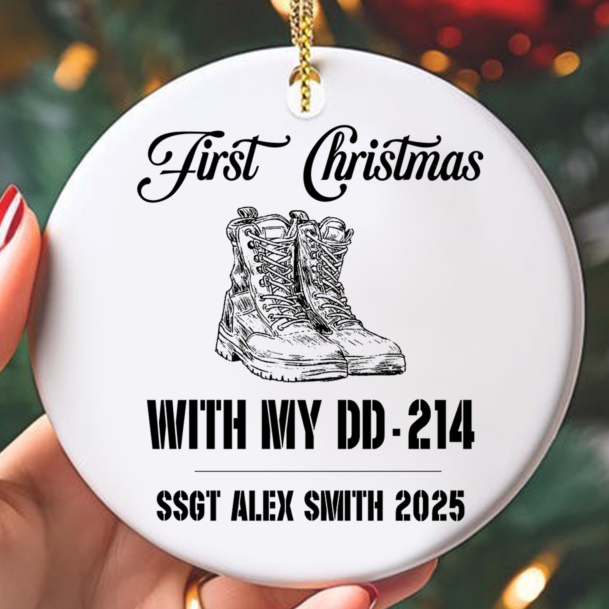 First Christmas With My DD-214 Personalized Ornament