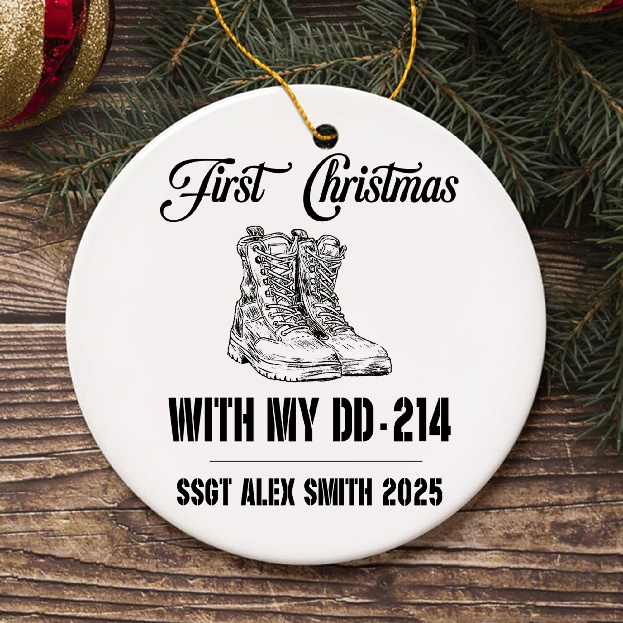 First Christmas With My DD-214 Personalized Ornament