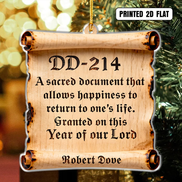 Veteran Life DD-214 Personalized Acrylic Ornament