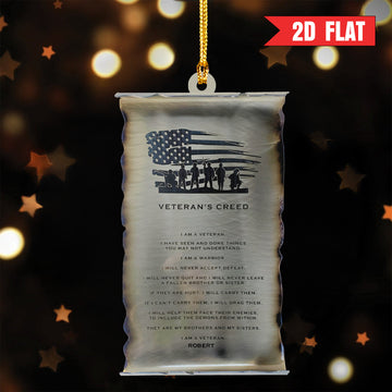 Veteran Pride Personalized Acrylic Ornament