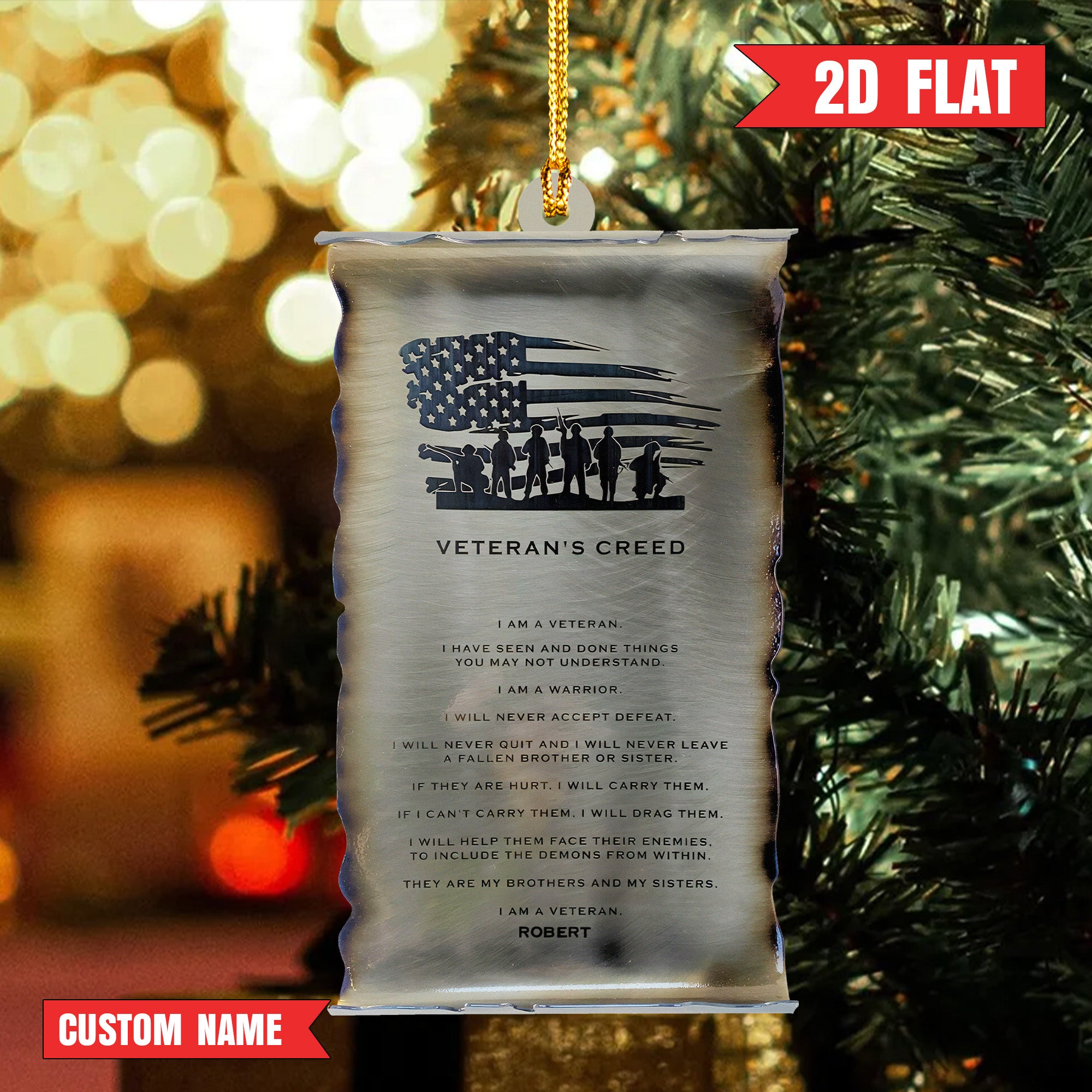 Veteran Pride Personalized Acrylic Ornament