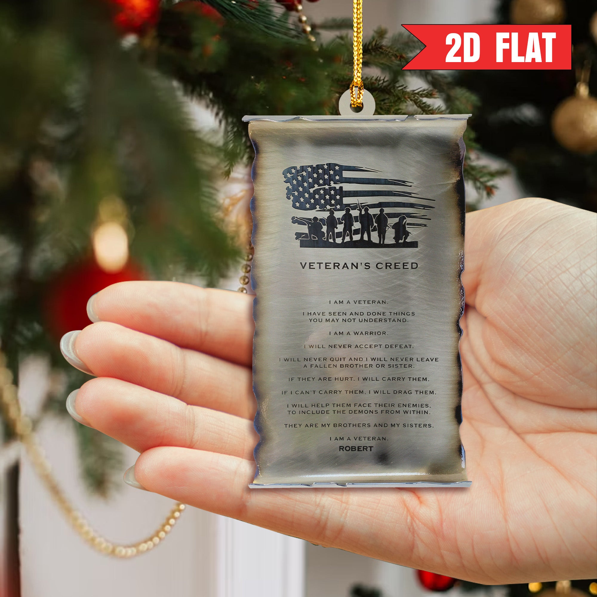 Veteran Pride Personalized Acrylic Ornament