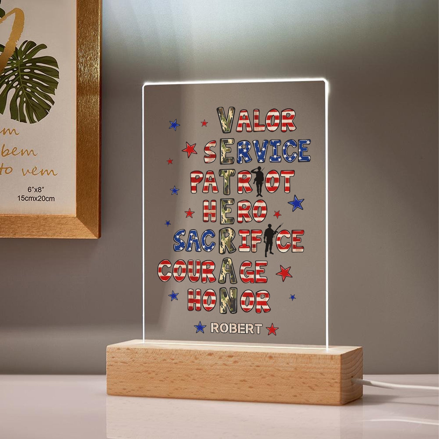 Veteran Pride Camouflage Personalized Led Night Light