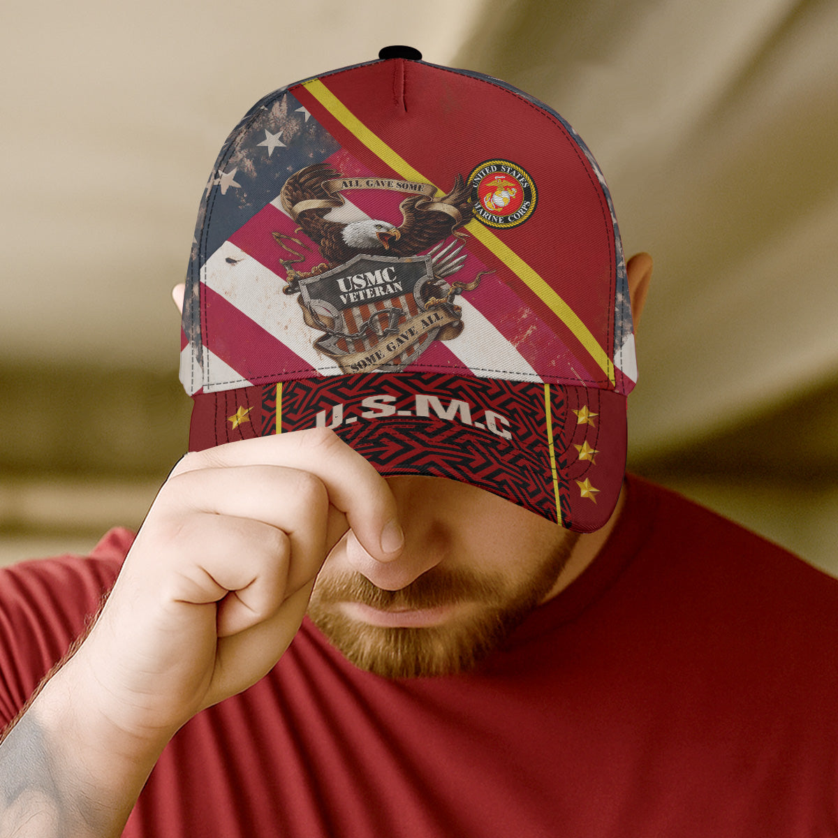 USMC Veteran Pride All-over Print Baseball Cap
