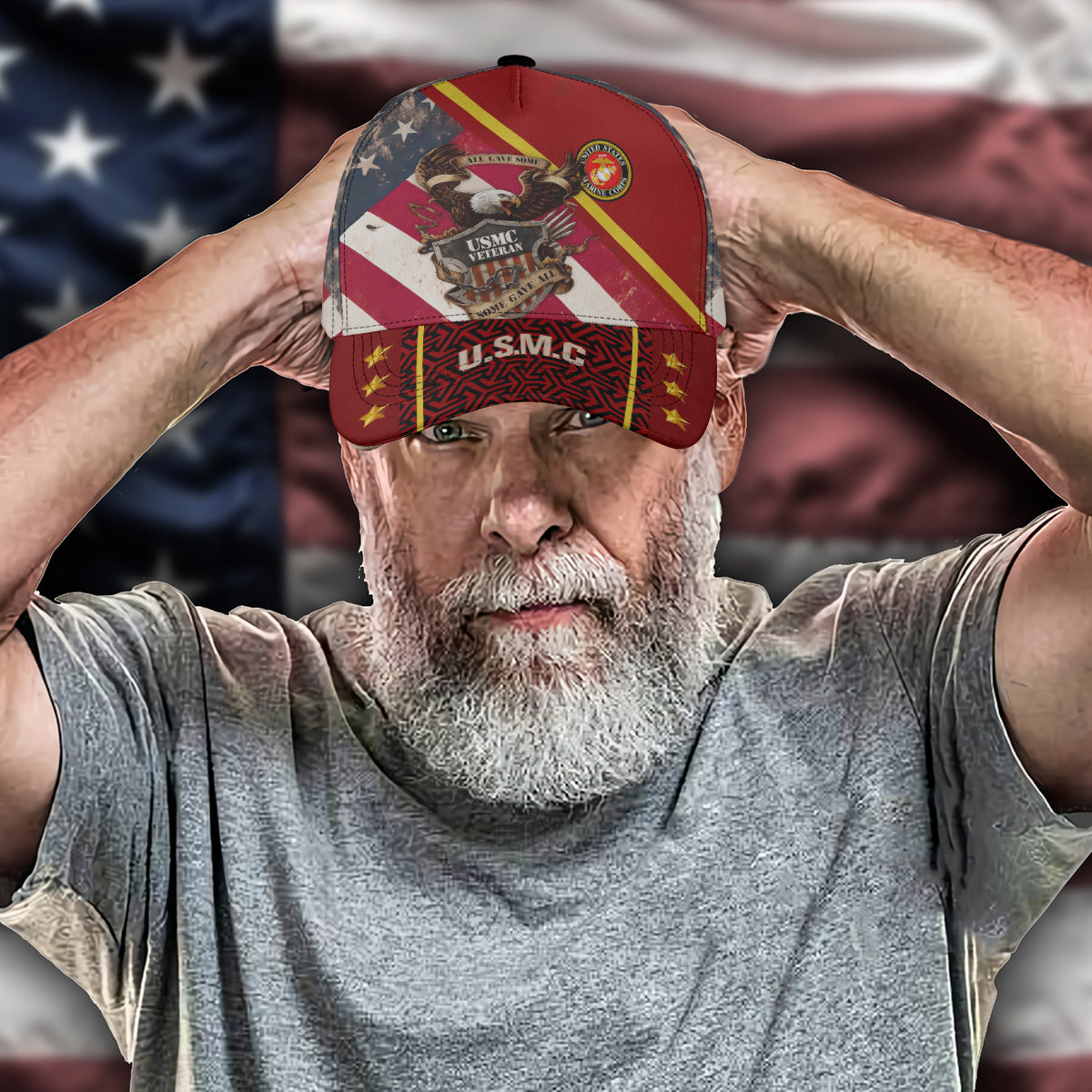 USMC Veteran Pride All-over Print Baseball Cap