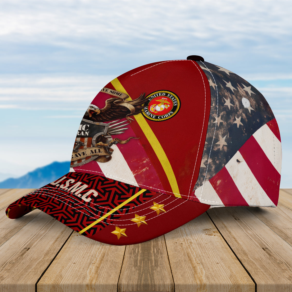 USMC Veteran Pride All-over Print Baseball Cap