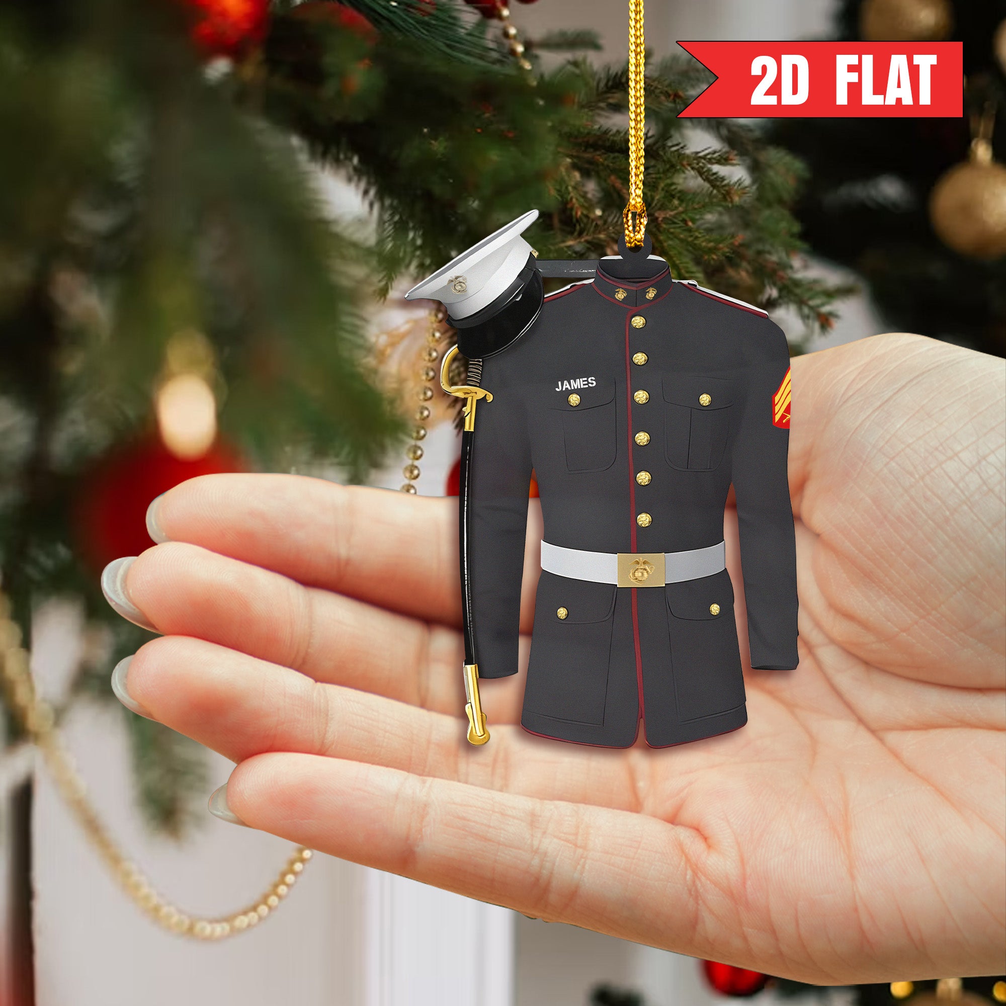 USMC Proud Veteran Personalized Acrylic Ornament