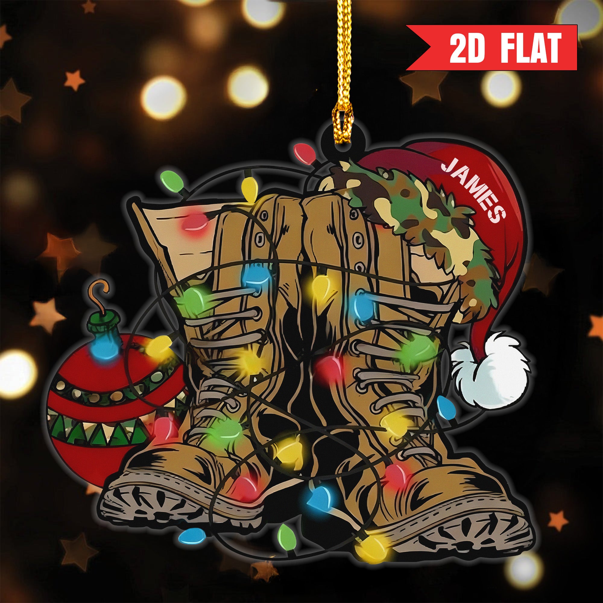 Veteran Christmas Military Boots Personalized Acrylic Ornament Secondary image