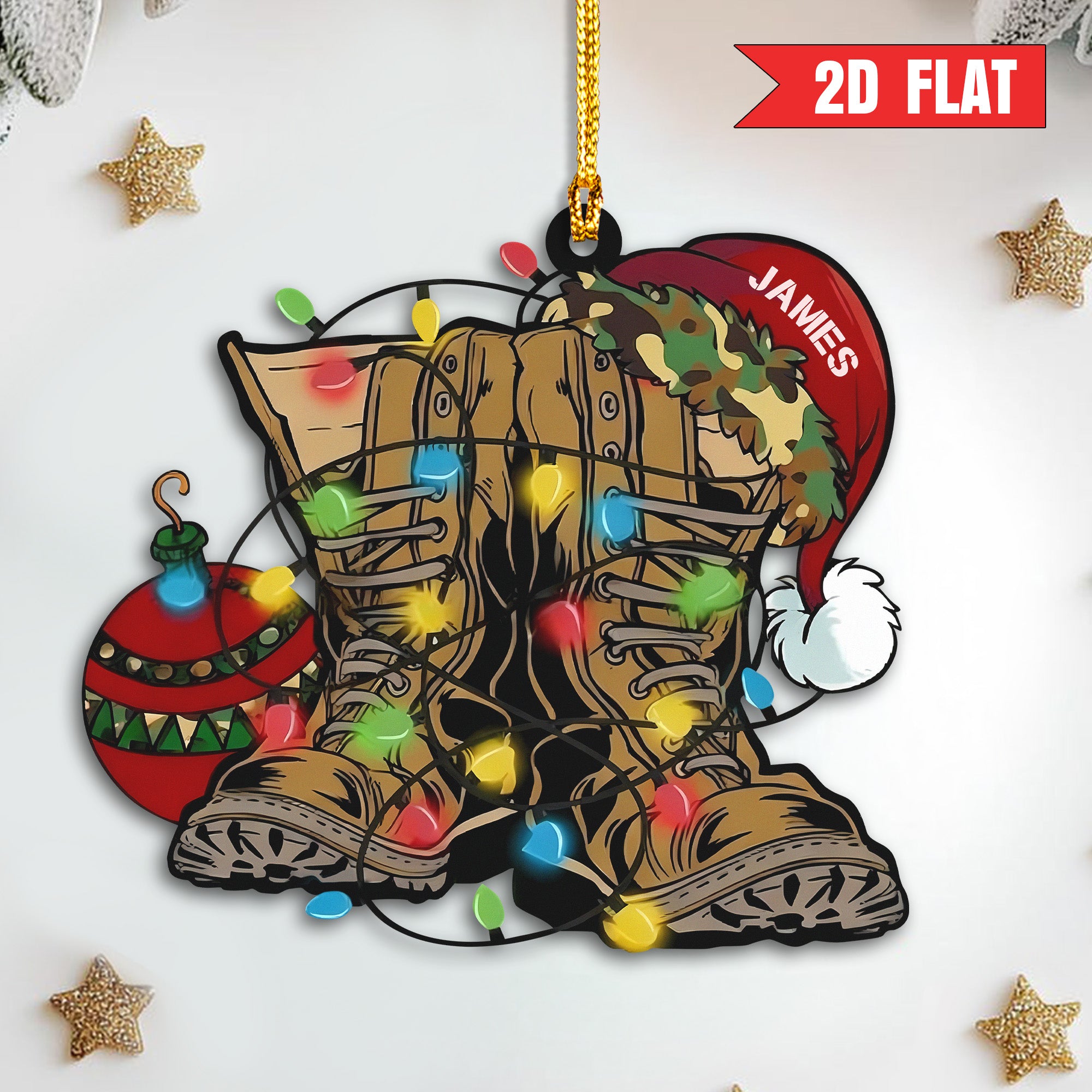 US Veteran Military Boots Personalized Acrylic Ornament