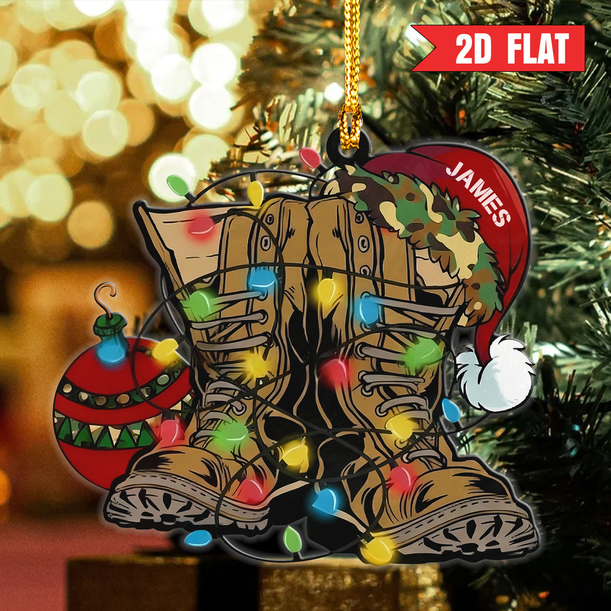 US Veteran Military Boots Personalized Acrylic Ornament Main image